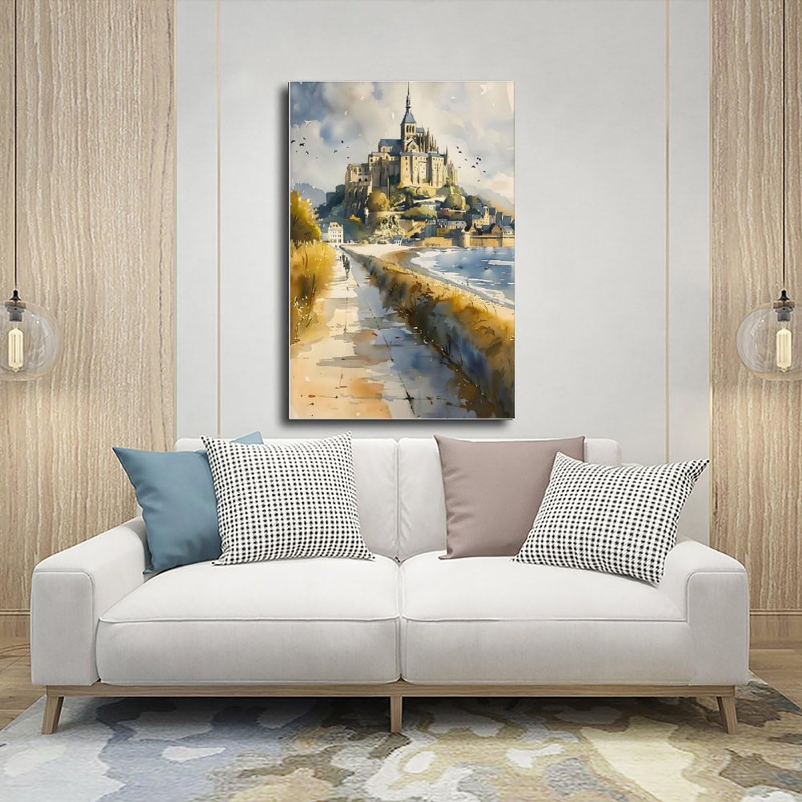 Amazon.com: Mont Saint Michel Watercolor Painting Wall Art Poster