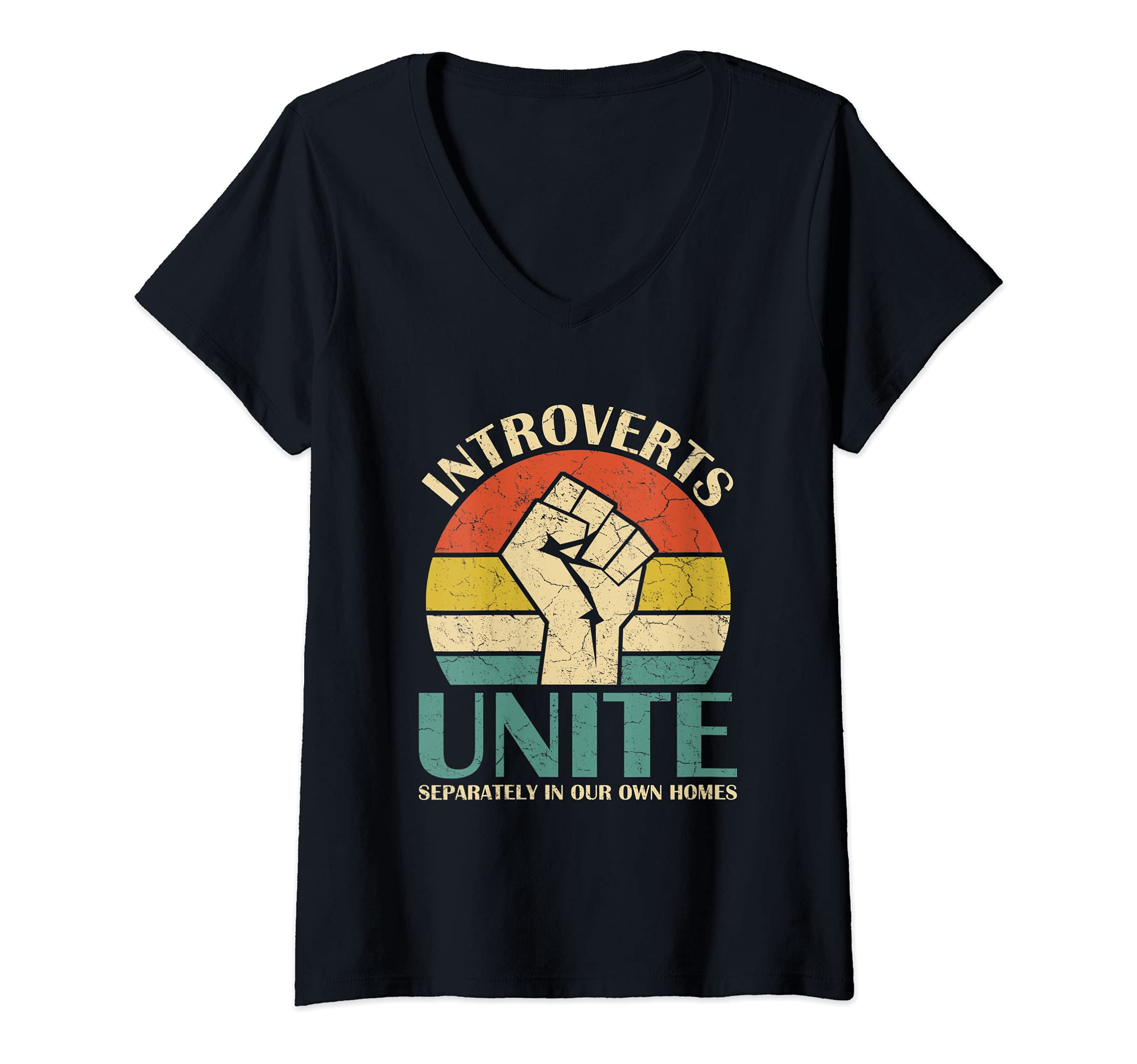 Womens Introverts-Unite Separately In-Our Own-Homes Funny Introvert V-Neck T-Shirt
