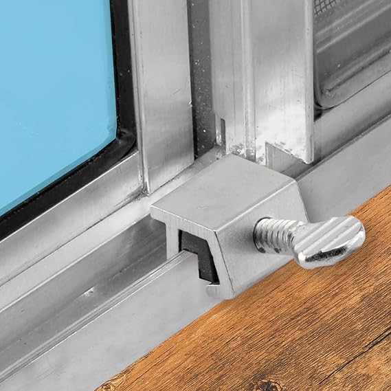 Prime-Line U 10551 Sliding Window Lock, 1/4 In., Extruded Aluminum, Mill Finish, Non-Mar (2 Pack)
