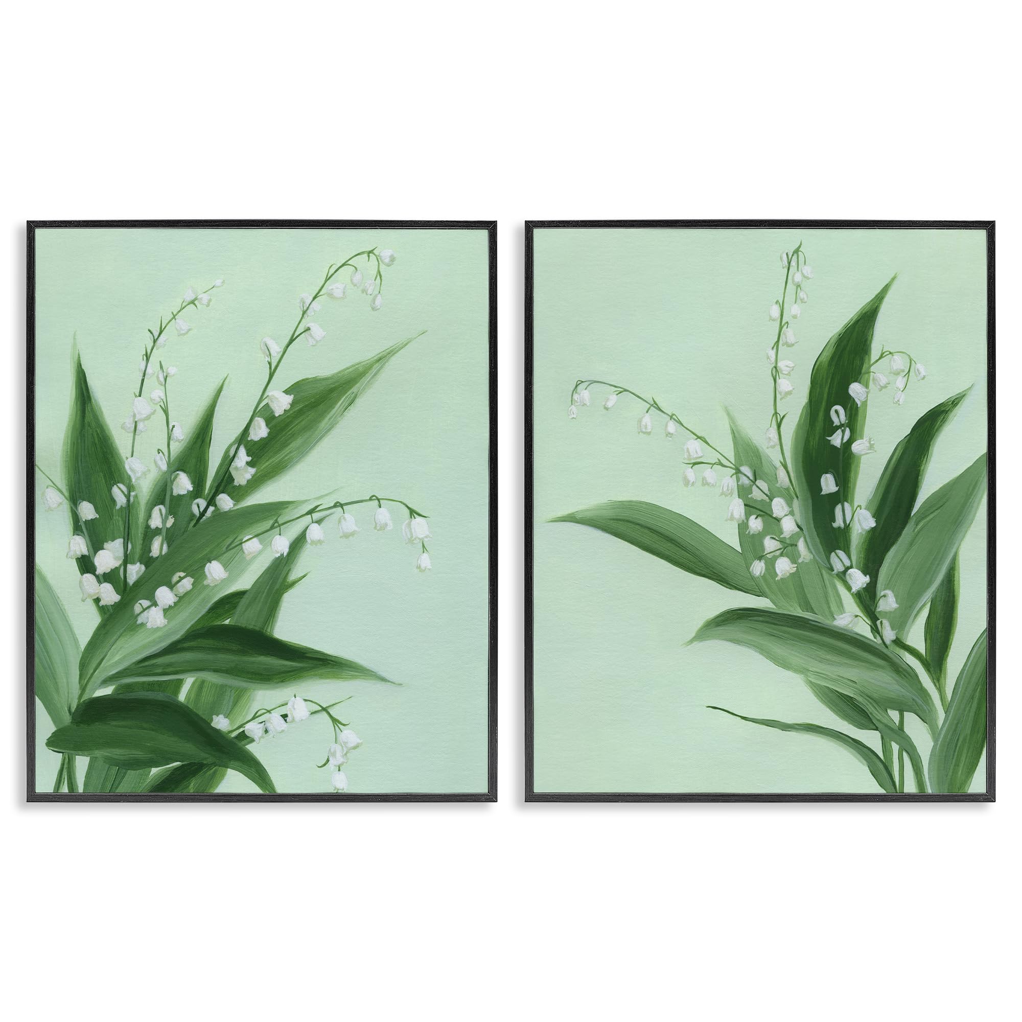 'Blooming Lily of Valley'| 2pc Framed Giclee Art Set 2