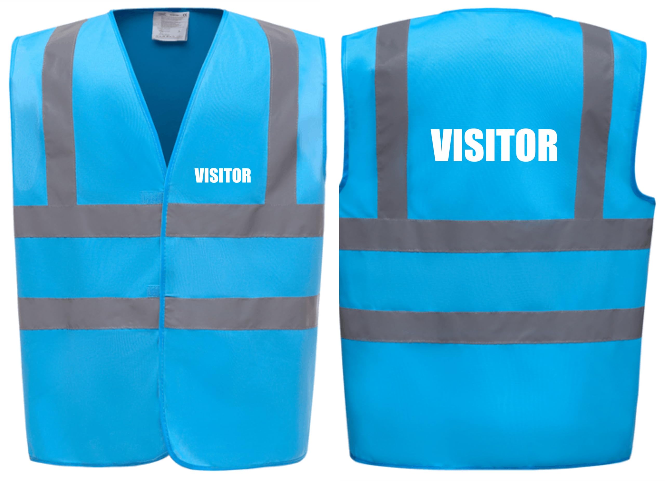 Brook Hi Vis Premium Safety Vest - VISITOR Printed Front & Back, Event Management High Viz Waistcoat, Available in 14 Colours, Festivals (UK, Alpha, XXL, Regular, Regular, Sapphire)