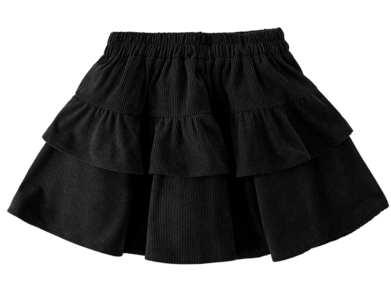Happy Cherry Minifalda plisada de pana para niñas, falda de doble capa con volantes, falda de 3 a 12 años