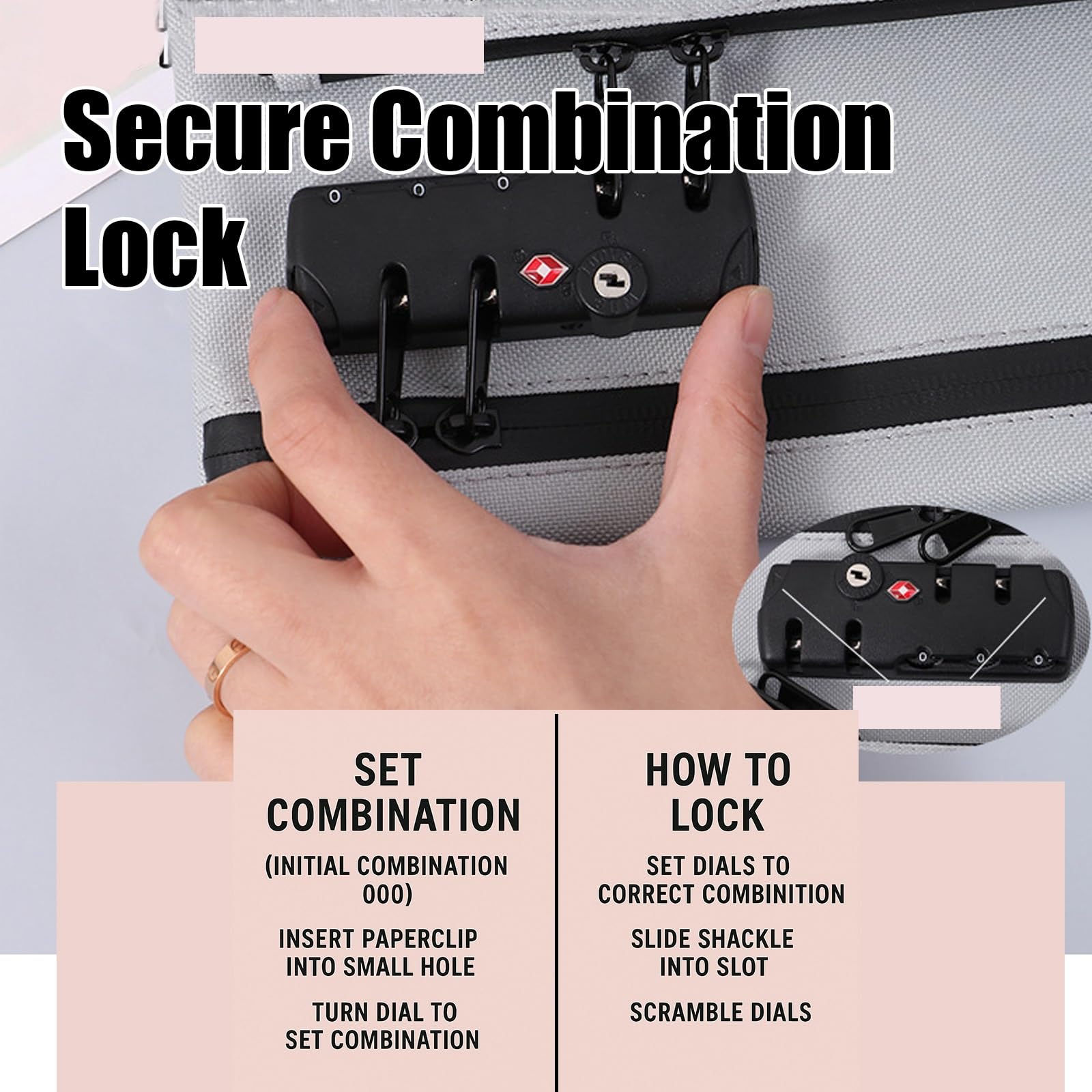 storage pouch money bag with combination lock