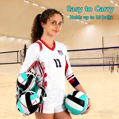 Miniatura 6 de Paquete de 6 pelotas de voleibol tamaño oficial 5, impermeables, suaves, a granel, recreativas, con bomba y bolsa de red, para interiores y