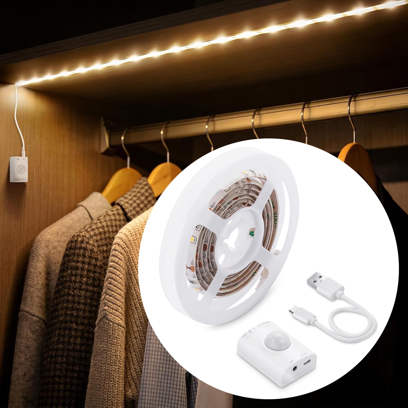 Amazon.com: LUXJET Rechargeable Motion Sensor Wardrobe Light, 3.3