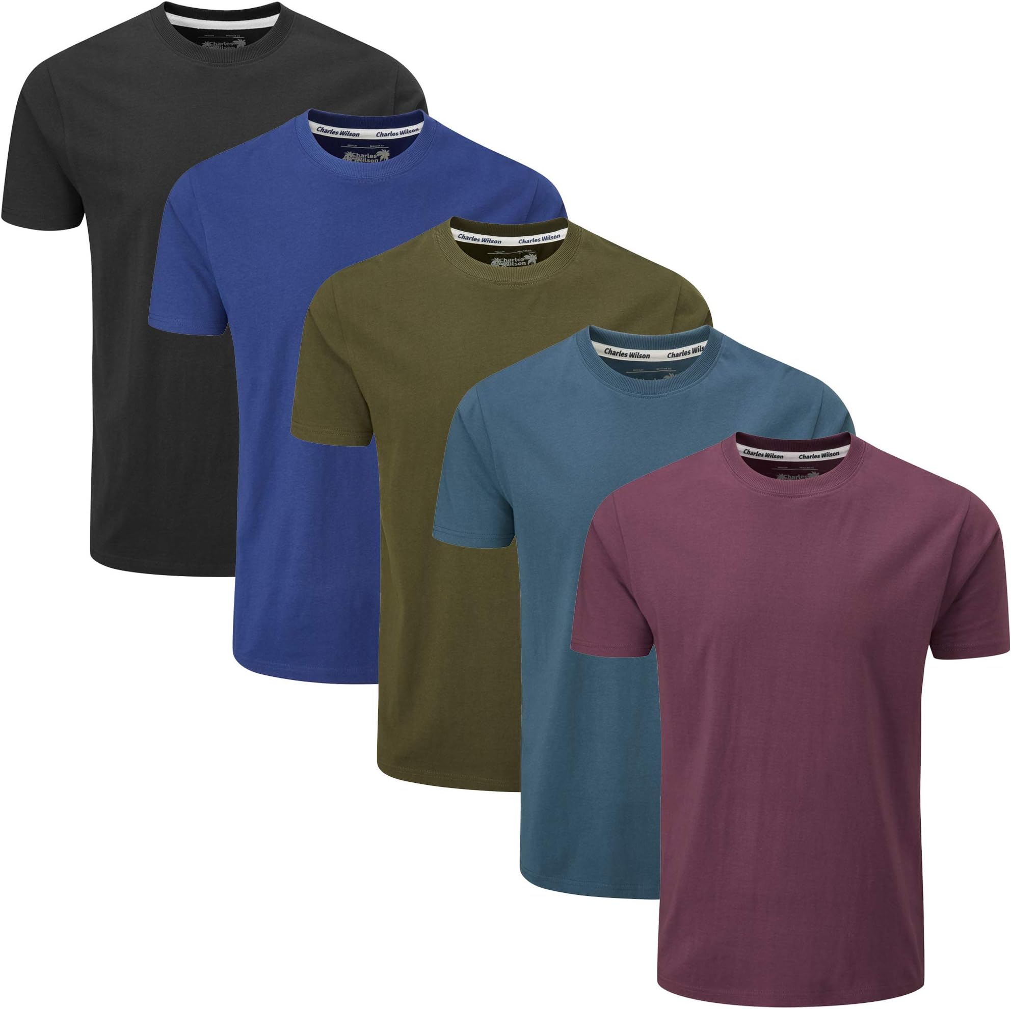 Charles Wilson 5 Pack Plain Crew Neck T-Shirt