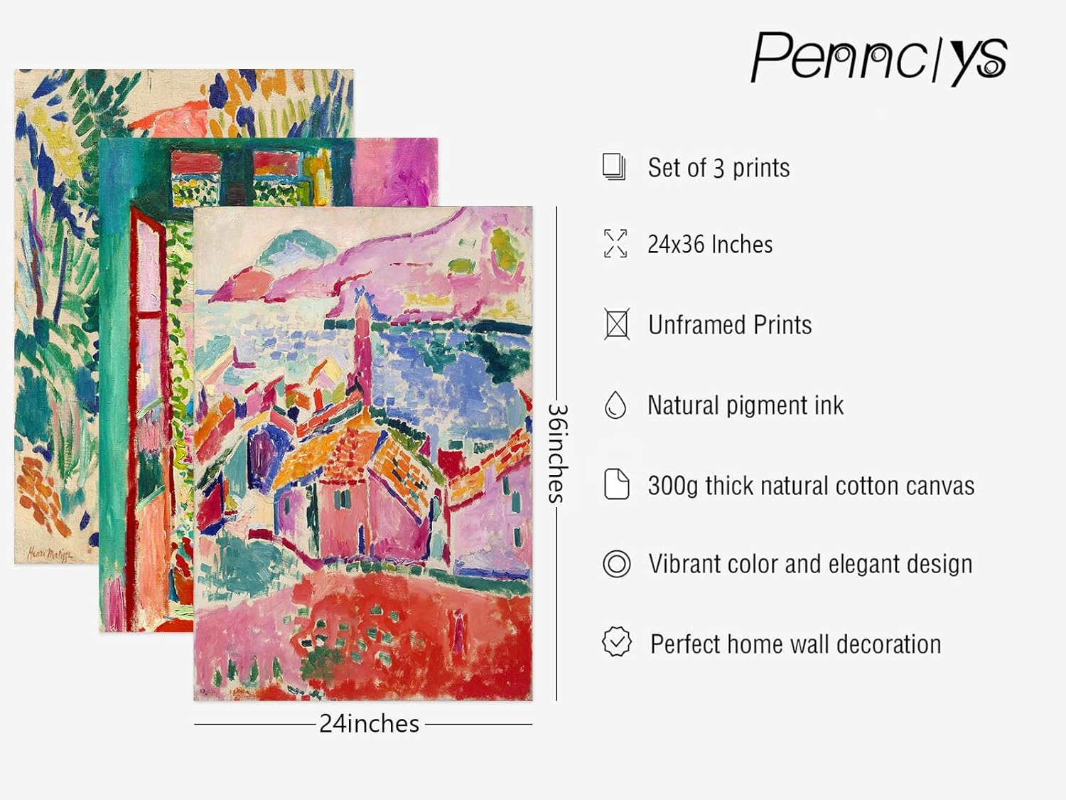 Henri Matisse Wall Art Prints Aesthetic Canvas Matisse Wall Decor Painting Colorful Matisse Wall Art Poster Boho Abstract Matisse Picture Artwork for Bedroom Living Room 24x36 Inch Unframed Set of 3