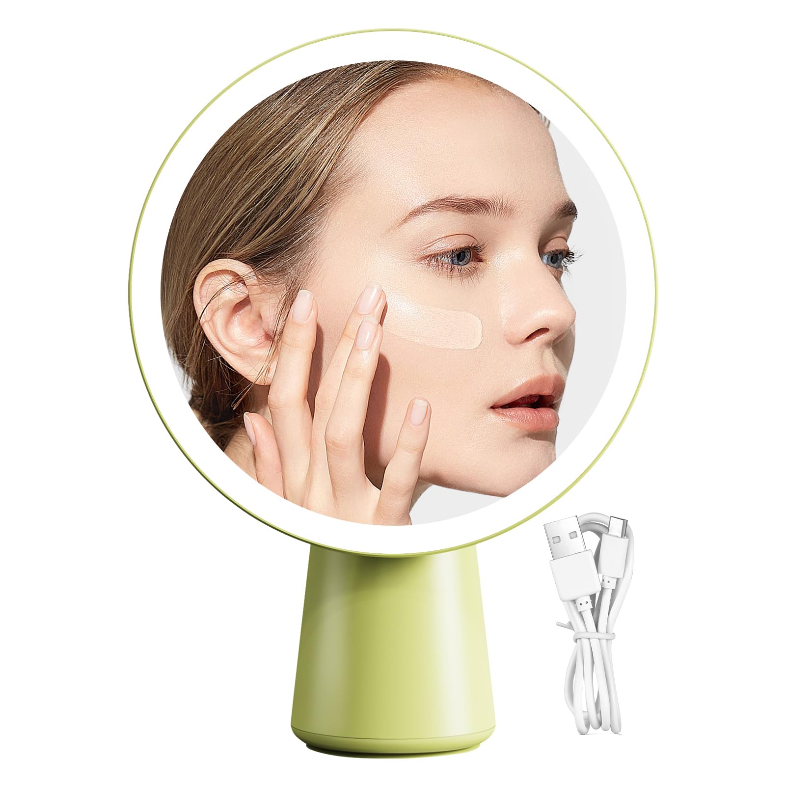 Generico Specchio Illuminato Regolabile con Ingranditore Alta Definizione | Specchio Illuminato da Tavolo per viaggio, dormitorio, appartamento, viaggi di lavoro, camera, spogliatoio, donne, signore