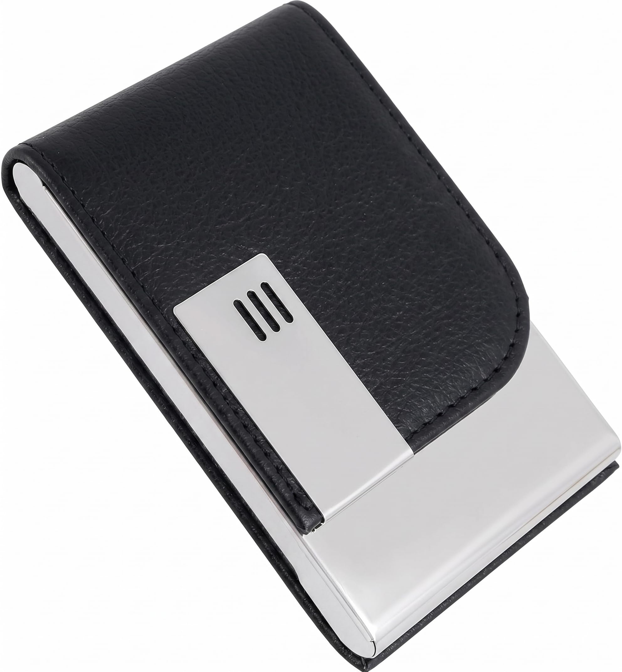 Premium PU Leather RFID Business Card Holder for Men & Women | Stainless Steel Card Case | Slim Pocket Credit & Debit Card Organizer | Professional Visiting Card Holder Wallet, Black-picture-25
