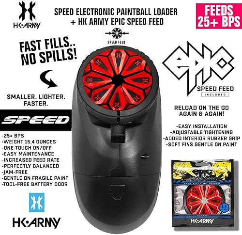 Miniatura 27 de HK Army Cargador electrónico de paintball de velocidad con alimentación de velocidad épica - 25+ BPS Alimentación de velocidad de zafiro