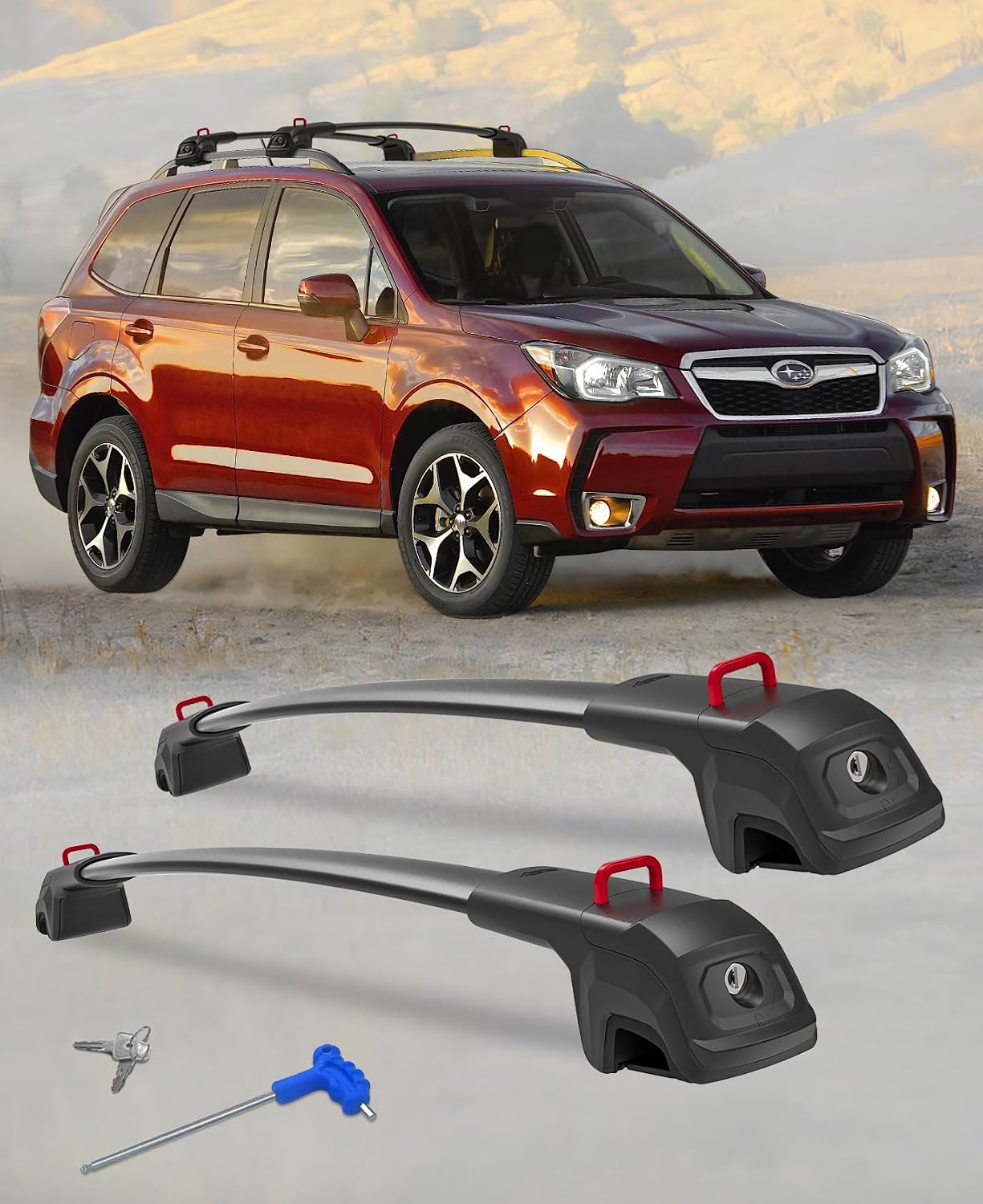 Soruci Lockable Aluminum Roof Rack Cross Bars for Subaru Forester (2014–2026)