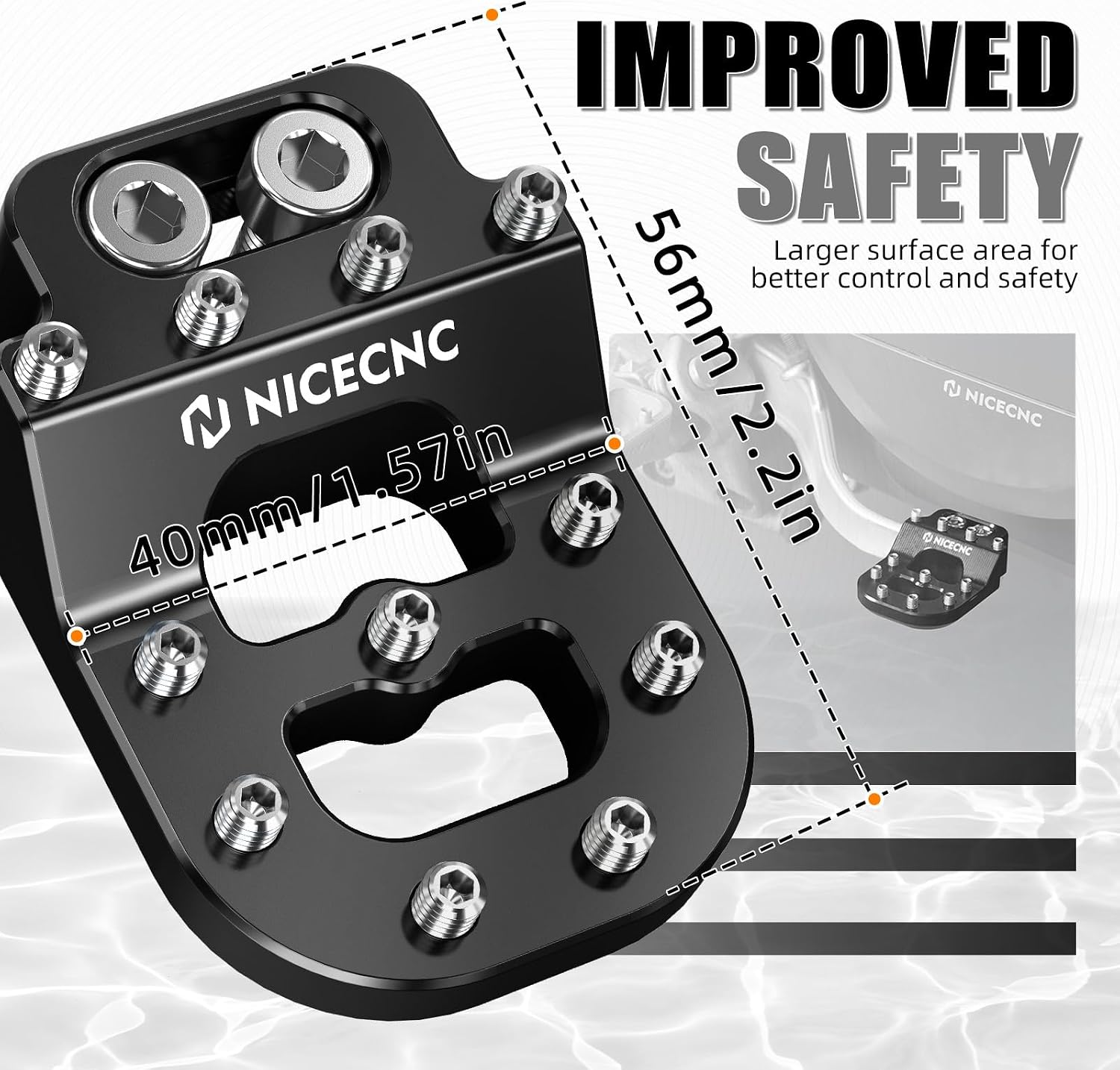 NICECNC Black Staircase Style Post Braking Foot Pedal Graduated Rear Braking Pedal Compatible with Husaberg TE/FE125-570 09-14, Compatible with Husqvarna TC125/250 2014-2015, 701 Enduro 2016-2024