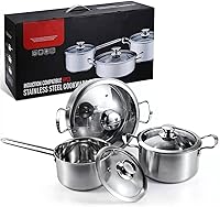 Vista 7 de Stainless Steel pots and pans set, 6 Piece Nonstick Kitchen Induction Cookware Set,Works with InductionElectric and Gas Cooktops, Nonstick