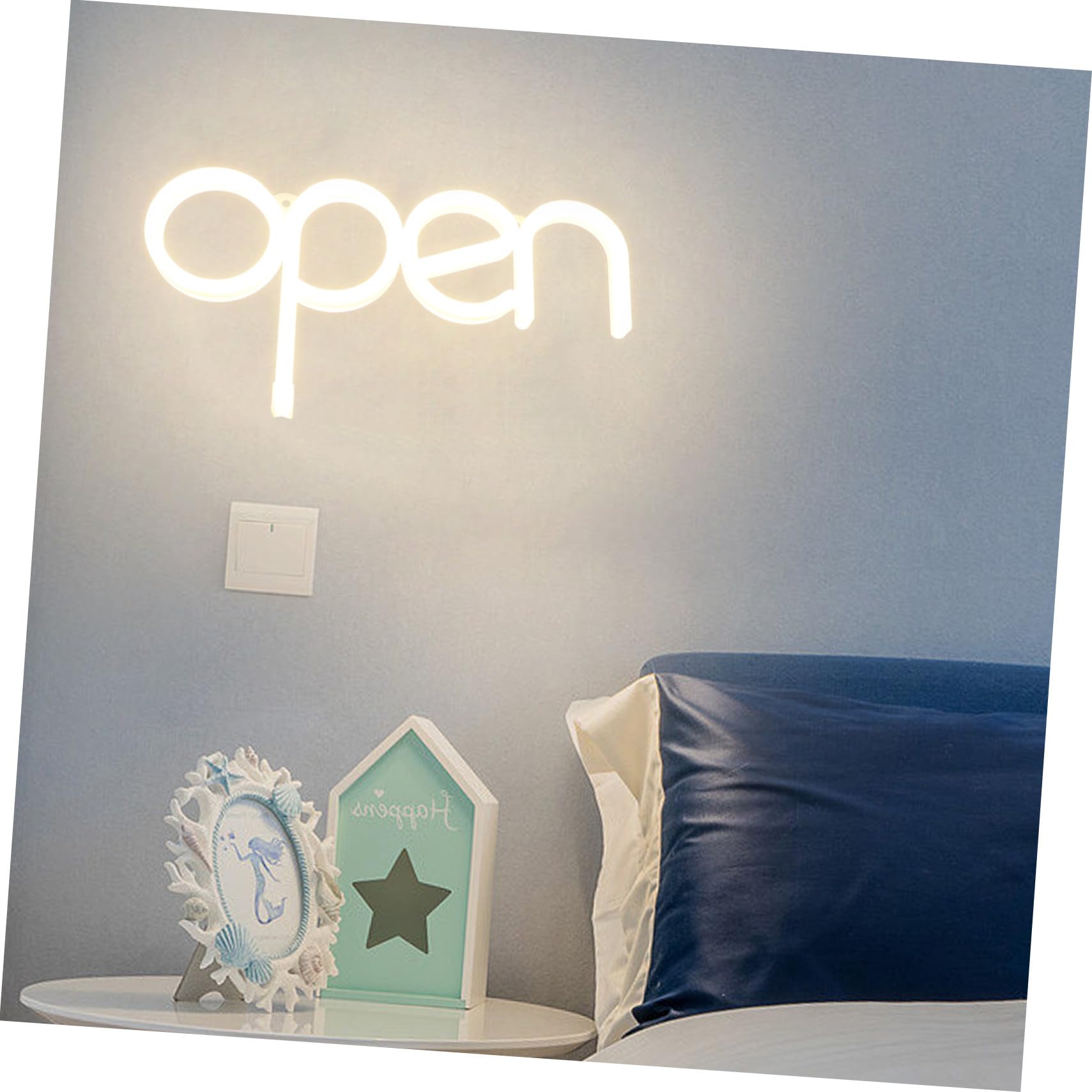 Letrero De Neón Abierto Led Cálido Decoración De Pared Luz De Neón Para Tienda Bar Fiesta Iluminación Usb Batería