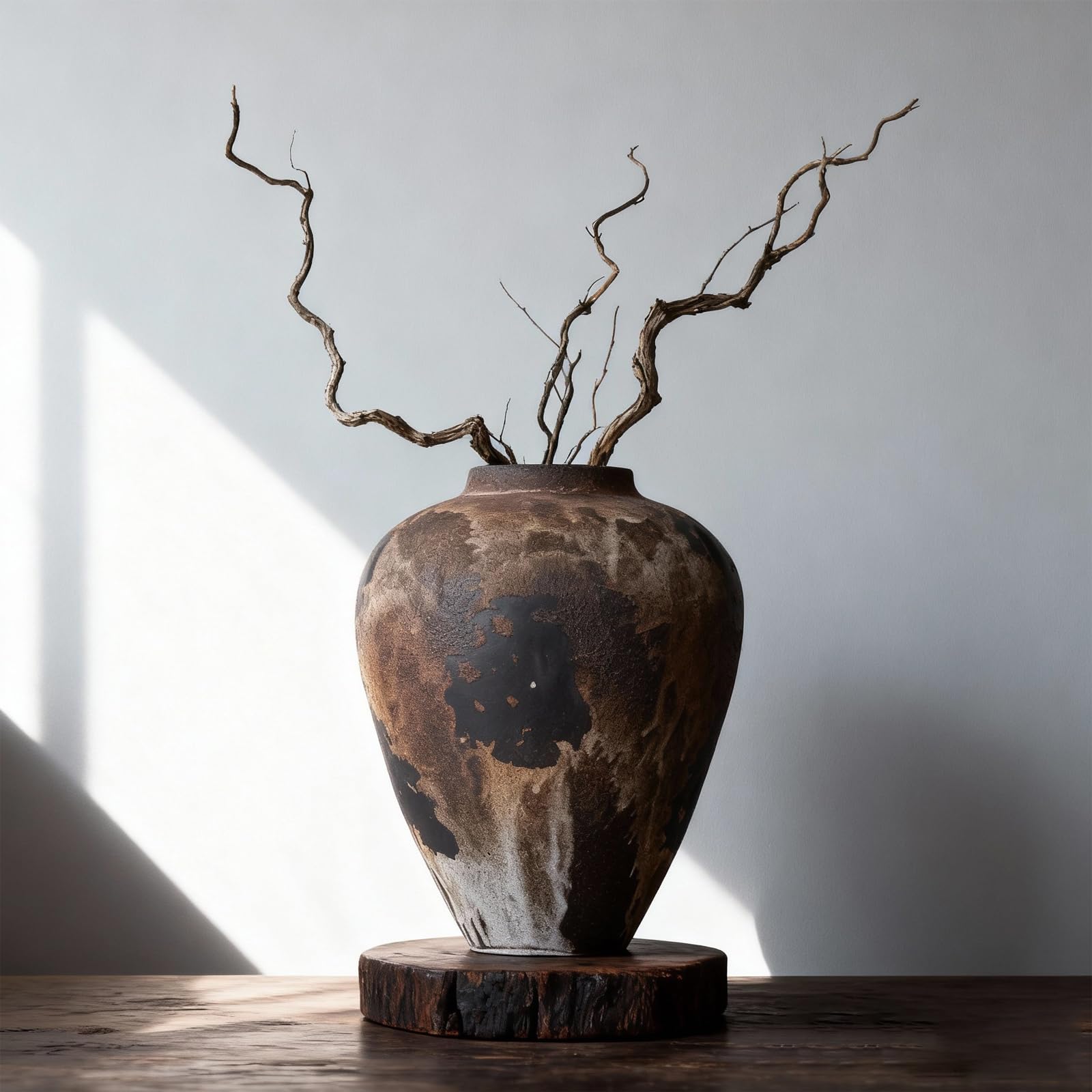 Photo 1 of Wabi Sabi Vase 11in, Rustic Ceramic Vase Large, Brown Ceramic Vase, Rustic Vases for Decor Table Centerpiece, Farmhouse Pottery Vases for Home Decor, Vintage Farmhouse Vase