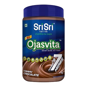 Sri Sri Tattva Ojasvita Chocolate Health Drink Mix - Ayurvedic Herbal Nutrition Powder with Ashwagandha, Brahmi & 7 Herbs - Supports Immunity, Energy & Brain Health - Chocolate Flavor Chocolate, 1kg