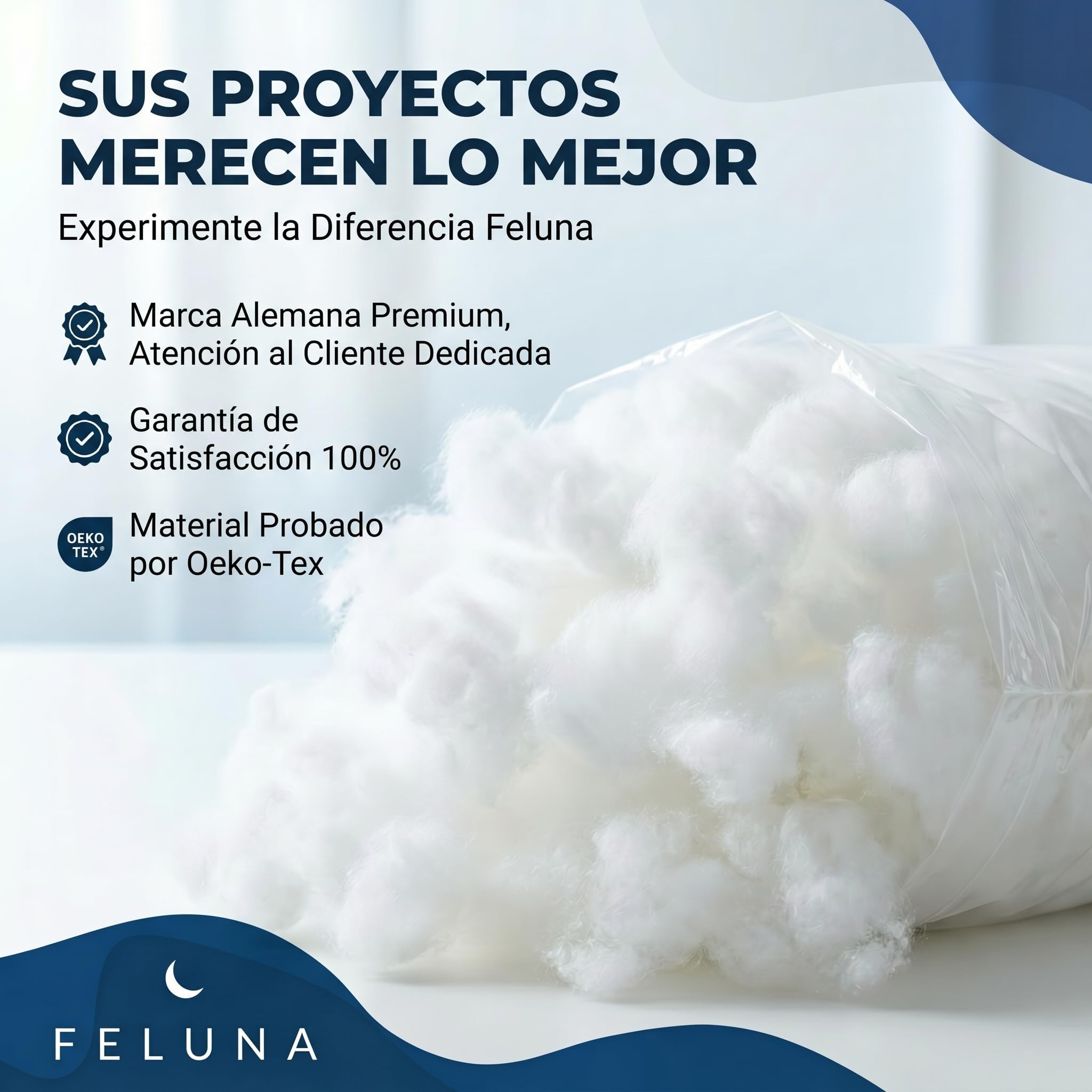 Guata de relleno para cojines; Material de relleno de poliéster esponjoso; Guata de relleno para cojines, peluches y manualidades; Certificado Oeko-Tex (4 kg)