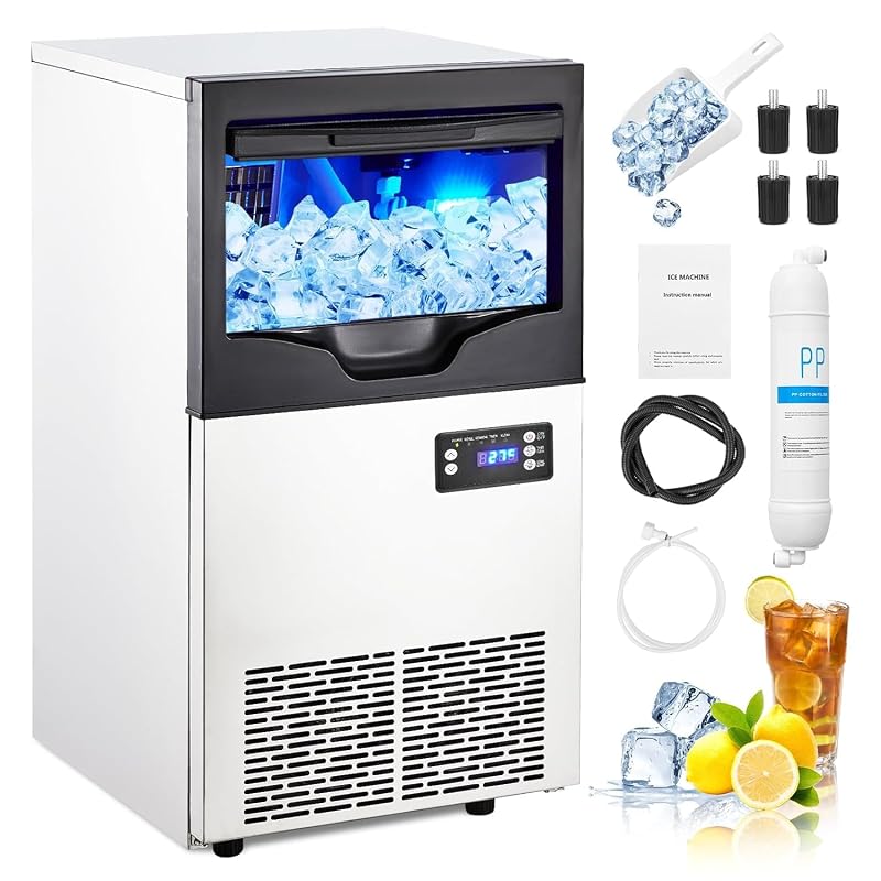 Garvee Commercial Ice Maker Machine, 110LBS/24H with 30 lbs Bin