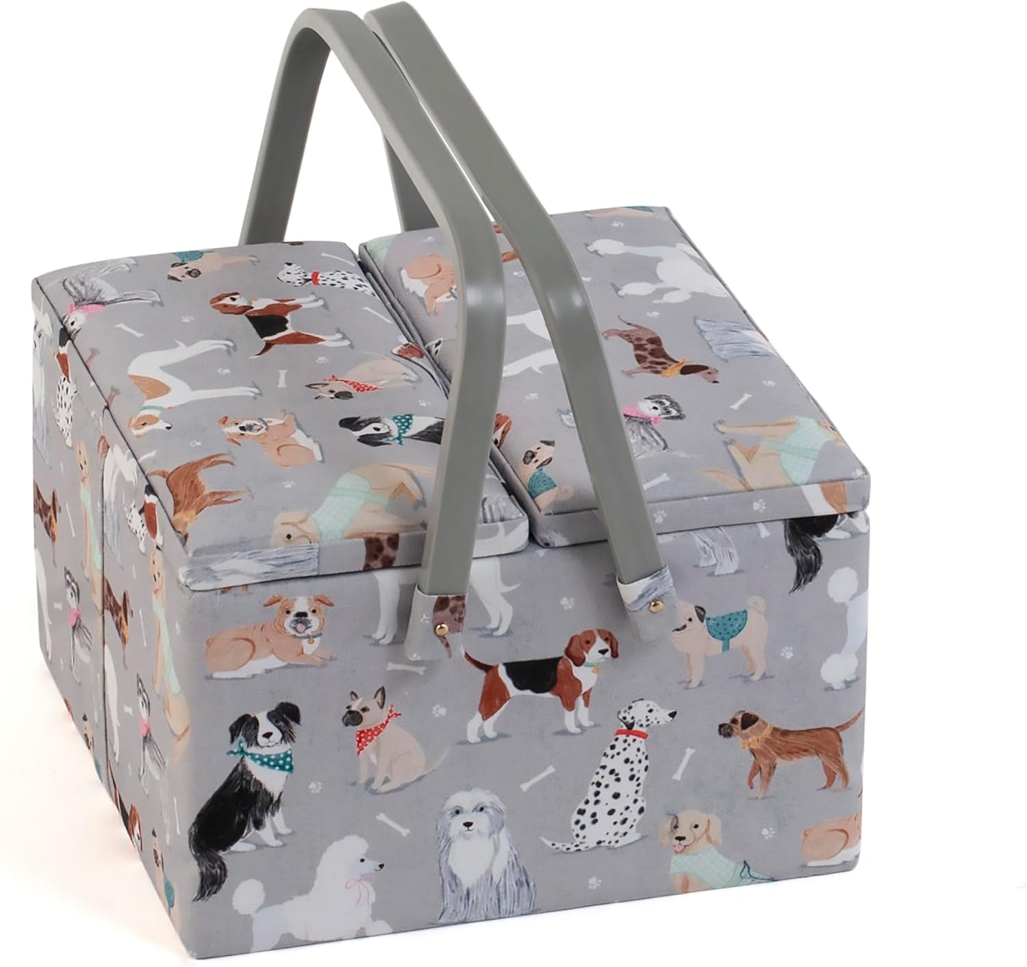 Hobby Gift Large Twin Lid Sewing Box Craft Storage Box with Handle Internal Tray Pin Cushion and Pockets for Sewing Knitting and Hobby Supplies