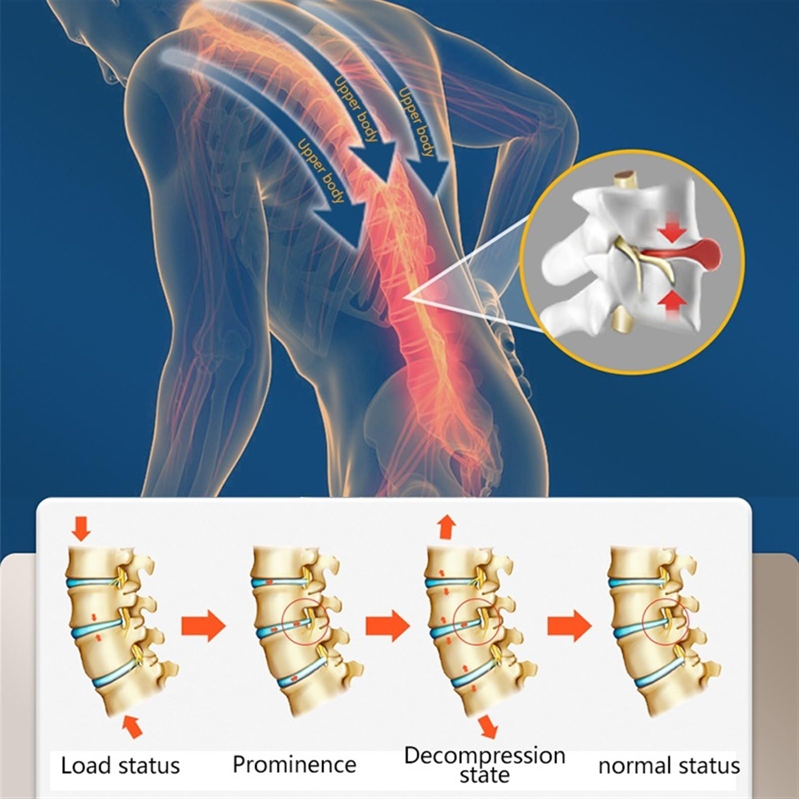 Cinturón de tracción de aire espinal para apoyo lumbar y alivio del dolor de espalda, cinturón de descompresión para ciática y hernias de disco