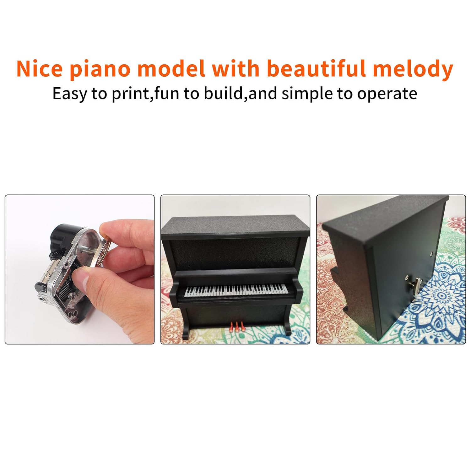 Clockwork Piano Music Box - 3D Printer DIY Craetive Model Components: FYSETC Unique Piano Hardware Kit Mechanism Standard Parts Bottom Winding Kit 3D Printing Accessories for P1 X1 A1 MINI image 5