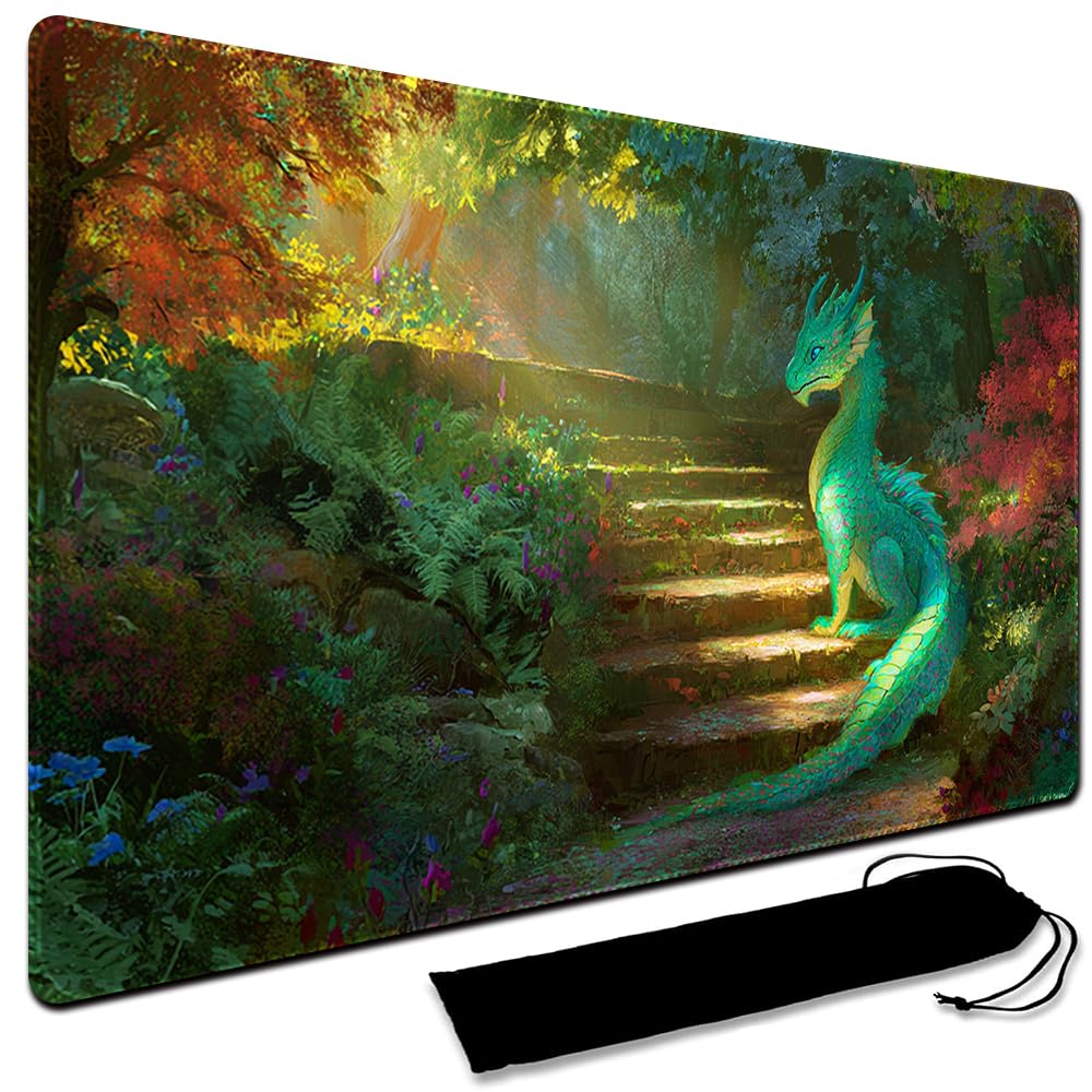 MTG Playmat,With Waterproof Storage black Bag Szie 60 x 35CM , With Zone MTG playmat Stitched Edges Game Play Mat Trading Card Game Playmats TCG Game Mat (No Zone,2) โ image 1