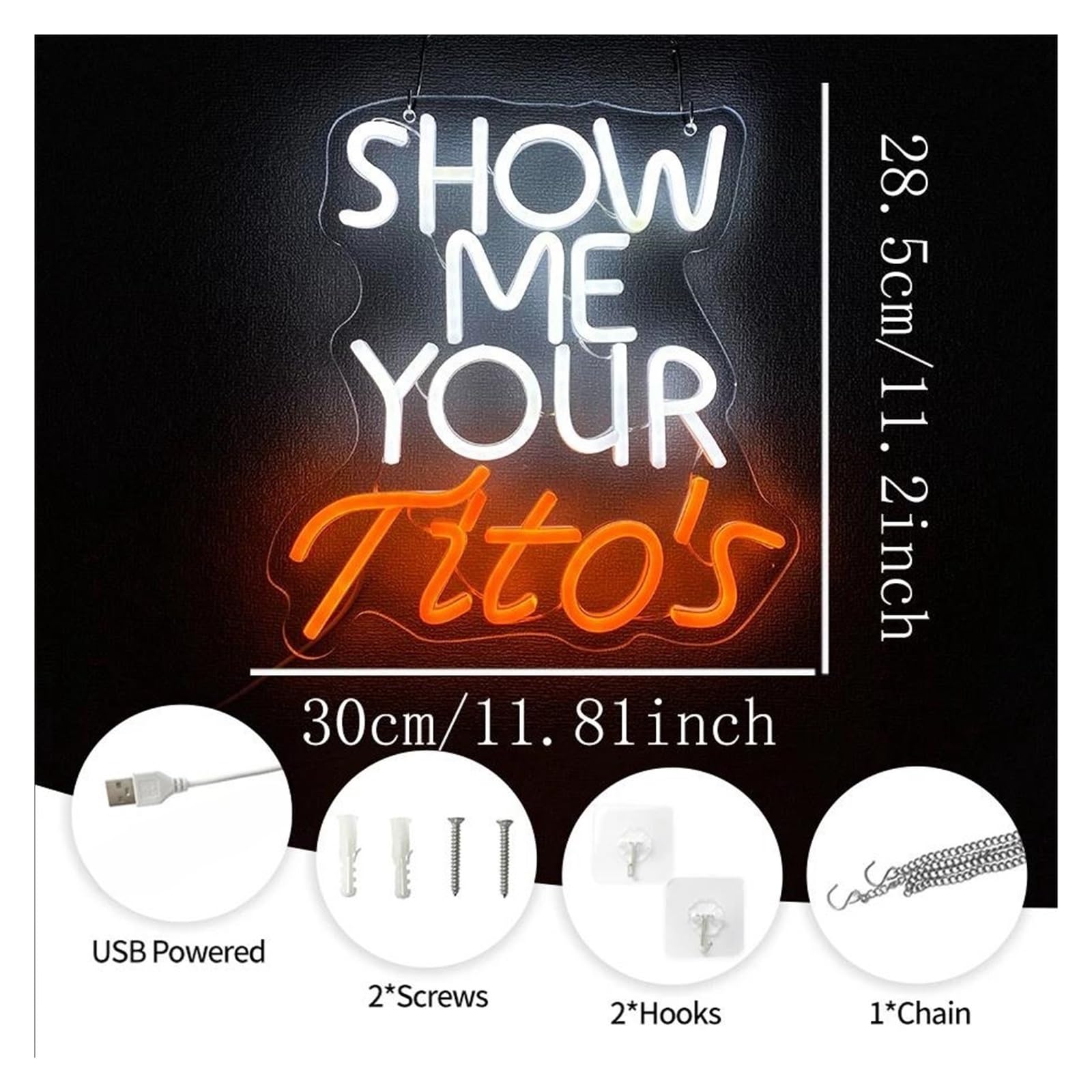 Insegna luminosa al neon Mostrami il per tuo Tito per insegna al per neon LED dimmerabile 30cmx28.5cm