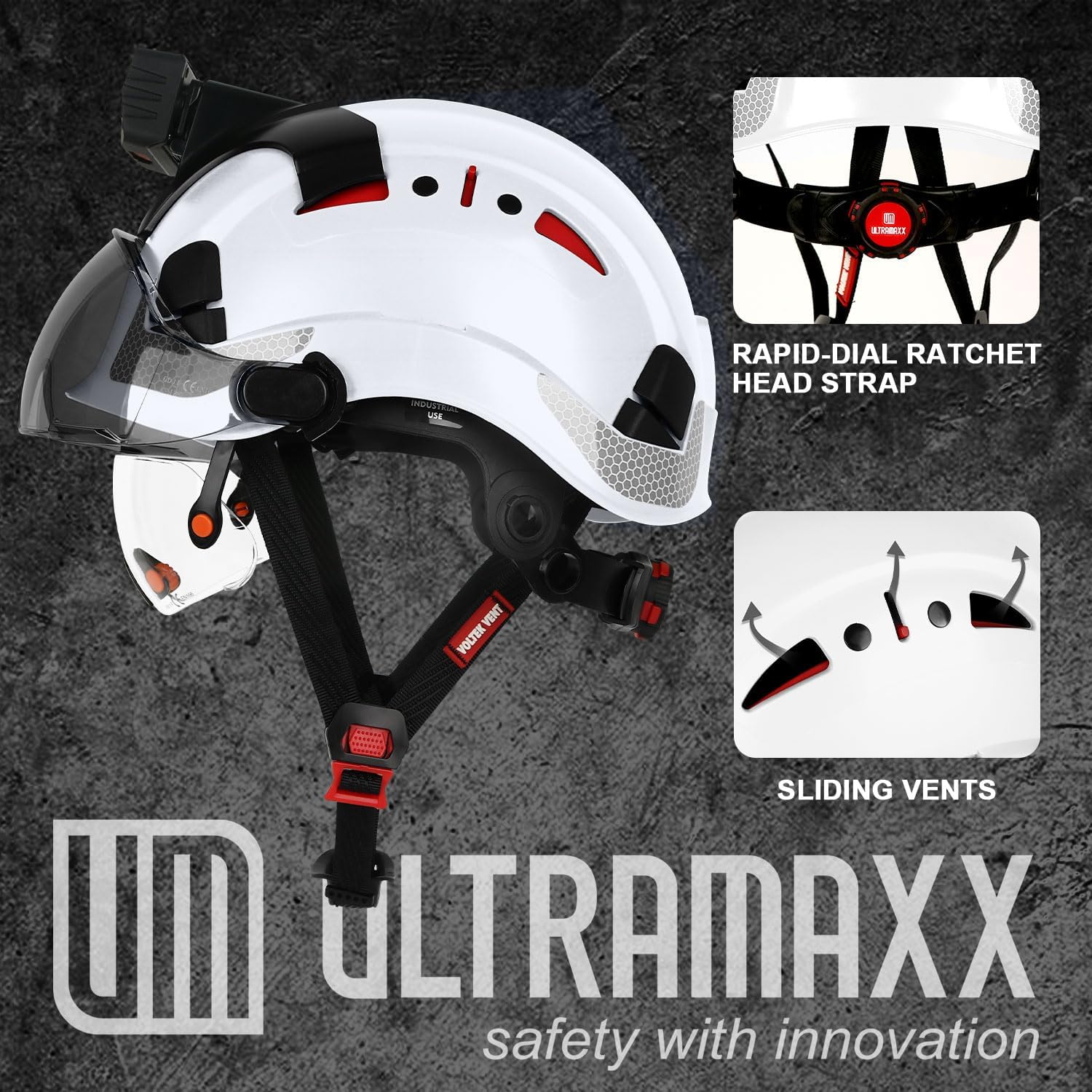 Safety Helmet Hard Hat with Detachable Headlamp Light and Visor Construction Hardhats for Men ANSI/ISEA Z89.1 Certified