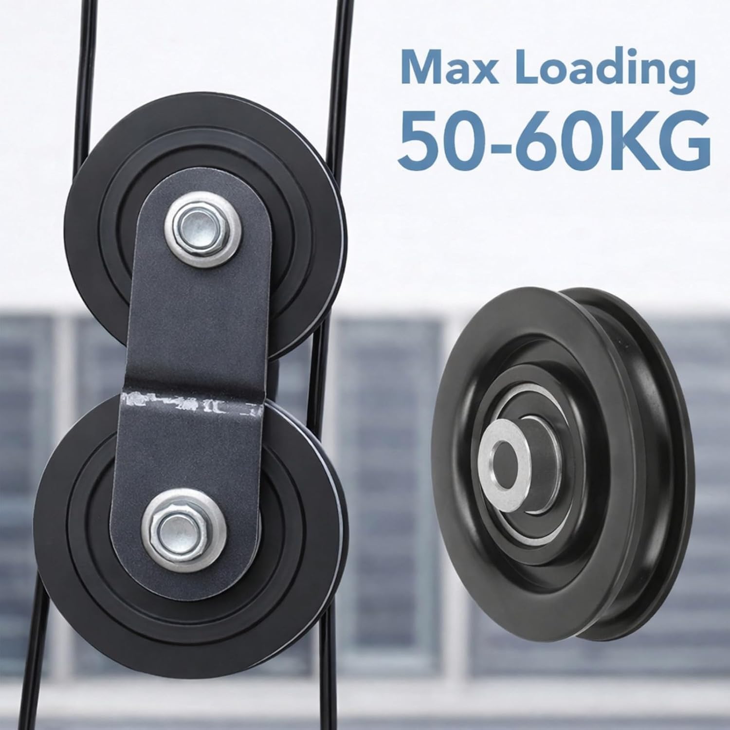 Keenso 10 Pcs/Set 75mm/90mm Nylon Bearing Pulley Wheel Replacement Black for Cable Machine Gym Equipment Exercise Strength Training Accessory