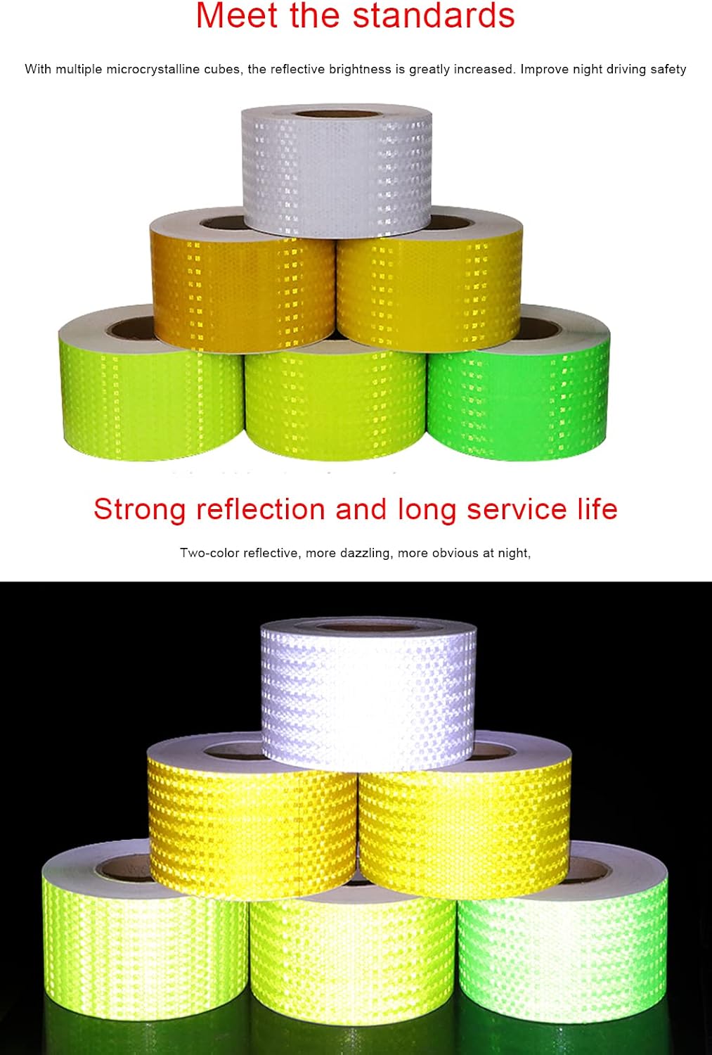 4 Inch X 168Feet Reflective Outdoor Safety Tape, Adhesive Conspicuity Tape, High Viscosity, Waterproof, Fade Resistant,Weather and Moisture Resistant Tape(OneColor)