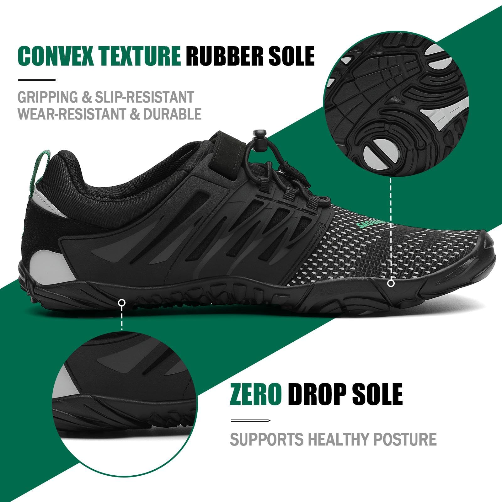 SAGUARO Barefoot Shoes Uomo Donna Scarpe Barefoot Minimaliste Scarpe a Piedi Nudi Antiscivolo Scarpe Trail Running Leggere Scarpe Dita,Gr.36-48 EU