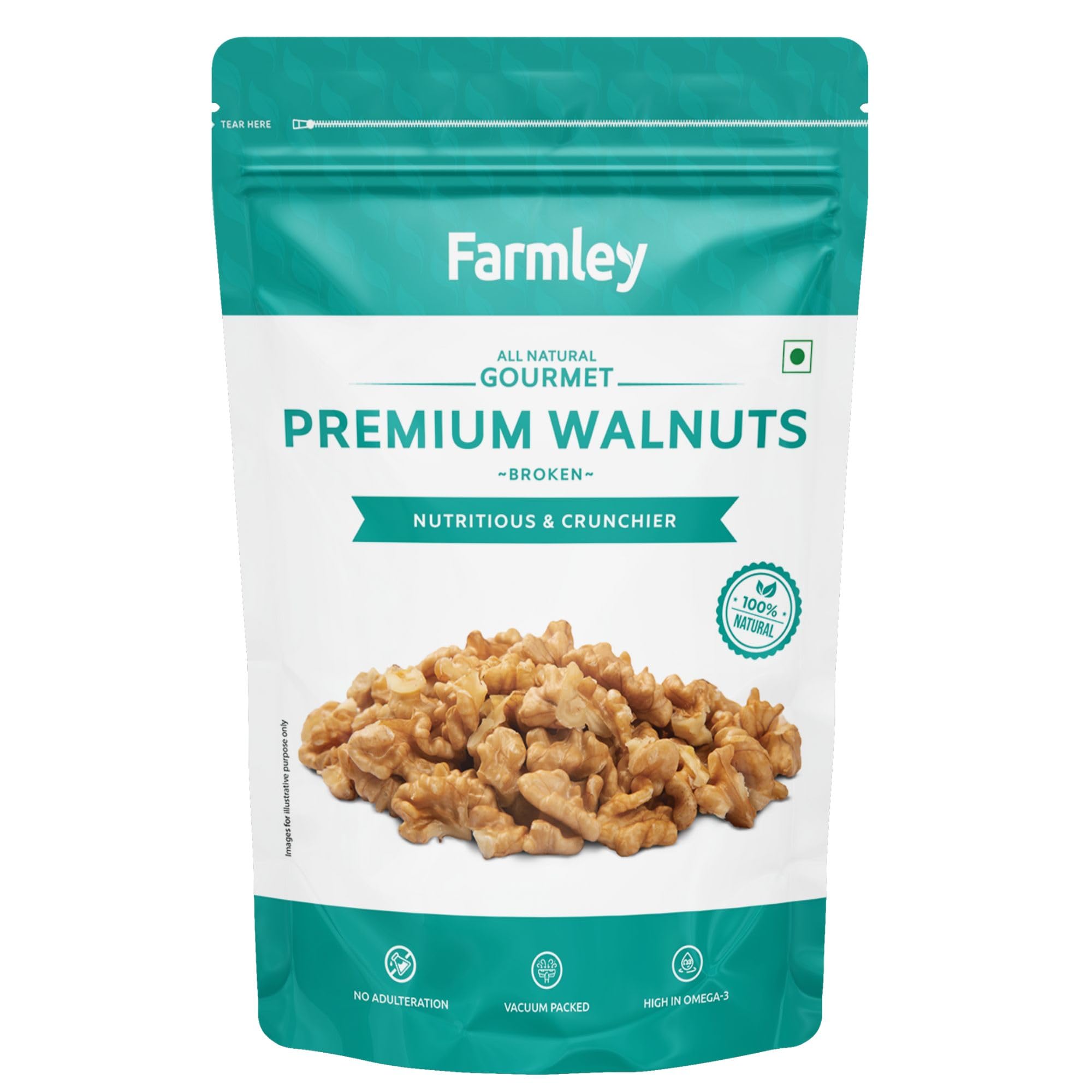 Farmley Walnut Broken Kernels | 200 g | Walnuts Without Shell, Akhrot, Dry Fruits, 100% Natural Akhrot, Rich in Proteins & Antioxidants (Pack Of 1)