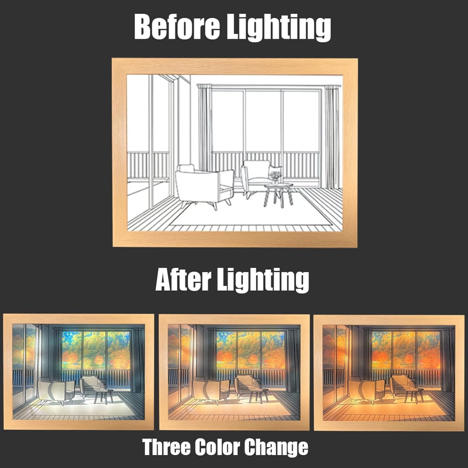 Suicune LED Glowing Photo Frame USB Plug-in Light Shadow Painting Frame Ornament Christmas Gift for Home Office Bedroom 2