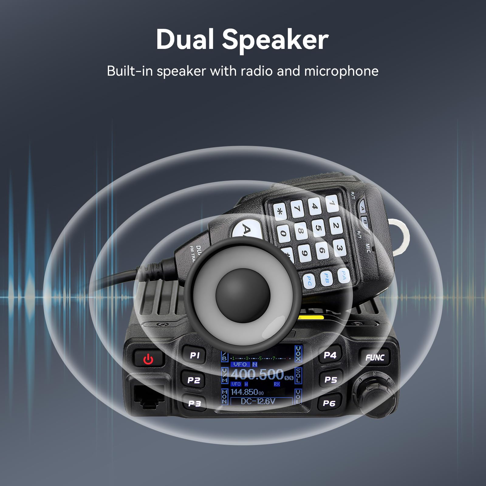 Retevis RT95 Dual Band Mobile Radio Dual Speaker Ricetrasmettitore portatile 200 Canali Display LCD girevole 180 Gradi 2 m 70 cm Mini Mobile Radio bidirezionale per RV 4x4 Offroad (1 Pack)