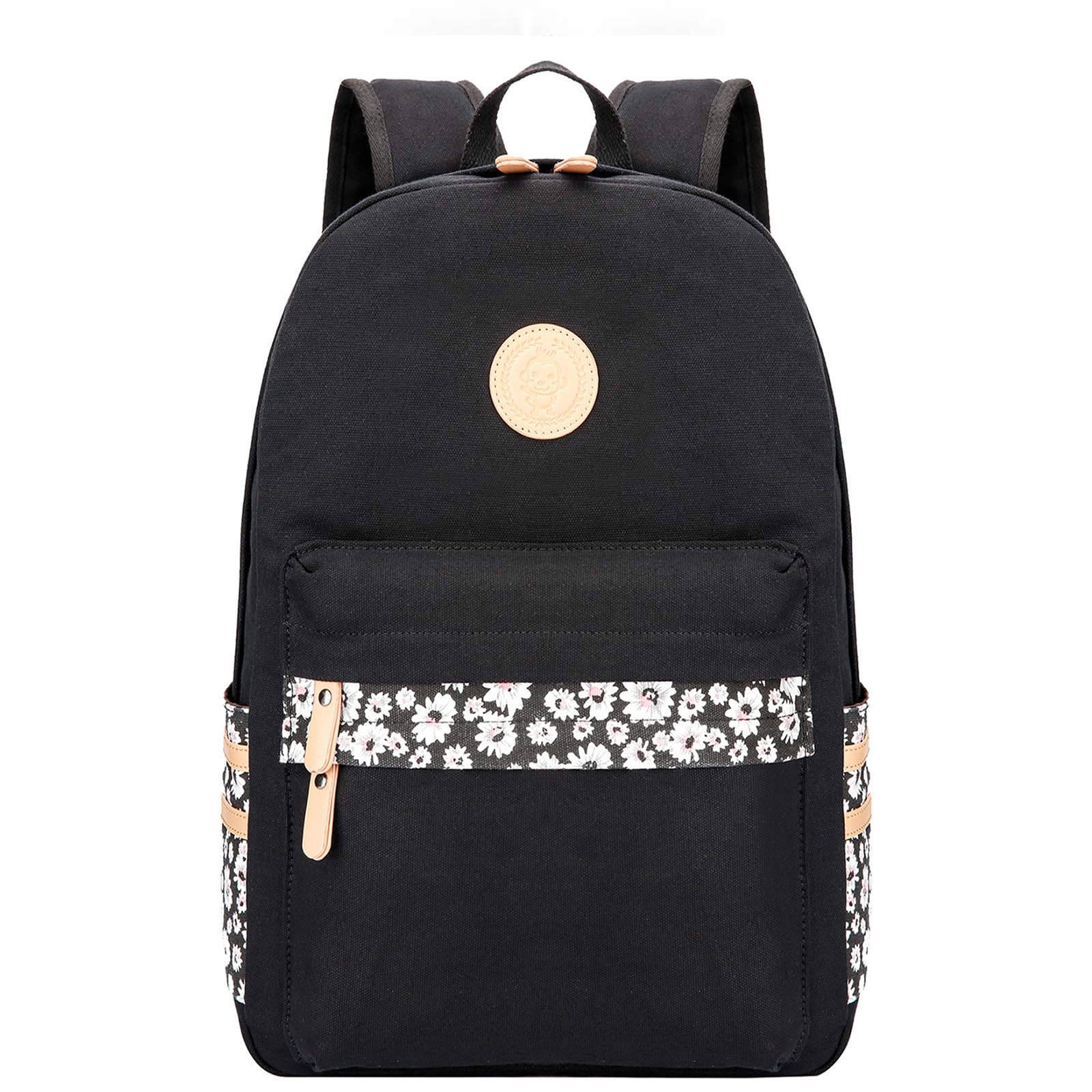 mygreen Kawaii Girls Backpack for School - Lightweight Canvas Backpack for Teens Ages 8-12, Fits 15 Inch Laptop, Cute Boho Floral Design, Durable &