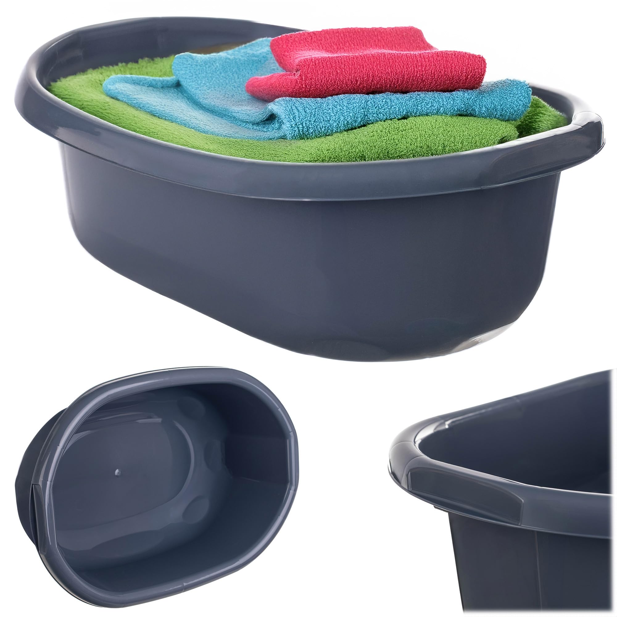 KADAX Ciotola per il lavaggio da 30 l, grande ciotola in plastica, ciotola di plastica versatile, ciotola di plastica, ciotola per bagno, vasca (grigio scuro)