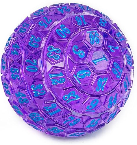 Vista 93 de Dados poliédricos de 100 caras, dados de juego individuales D100, cubo de 100 lados con bolsa negra, dado D100 de 1.890 in (rosa con número azul)