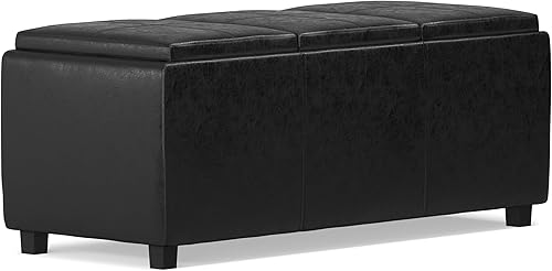 Miniatura 46 de Otomana rectangular de almacenamiento de cuero sintético Simpli Home Avalon., Cuero, Marrón Azul,Marrón Chocolate,Cloud gris,Gris oscuro,Azul