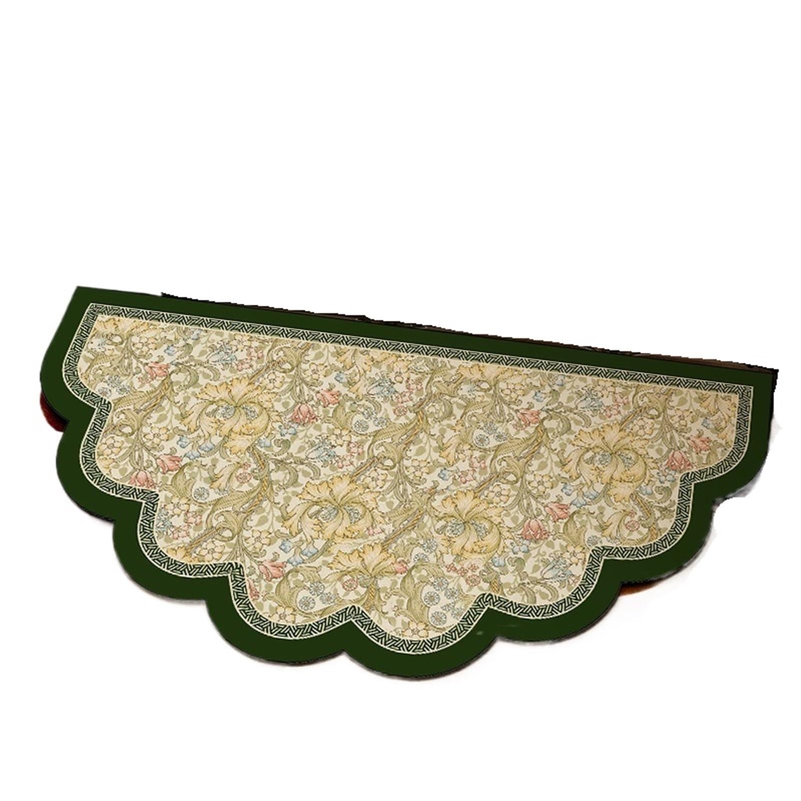 Felpudo semicircular Floral Vintage Antideslizante | Alfombra lavable for entrada, baño, decoración del hogar(Color 03,50x80cm19.7x31.5in)