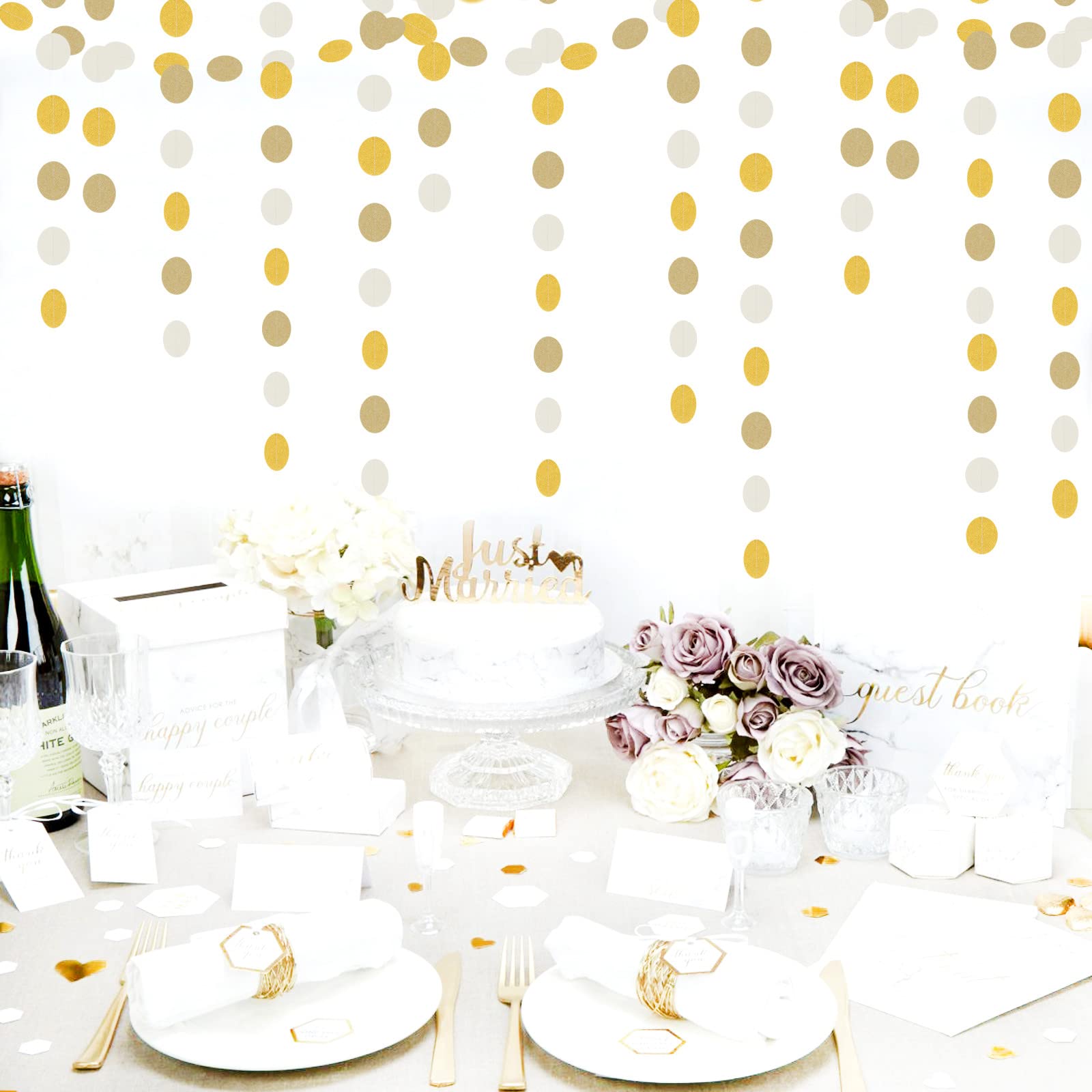WeißgoldChampagnerPartyDekorationen, LuftschlangenGirlande, 152 m, Weihnachten, Hochzeit, Verlobung, hängendes Papierbanner für Junggesellinnenabschiede, neutrale Baby, Brautparty, Dekoration,