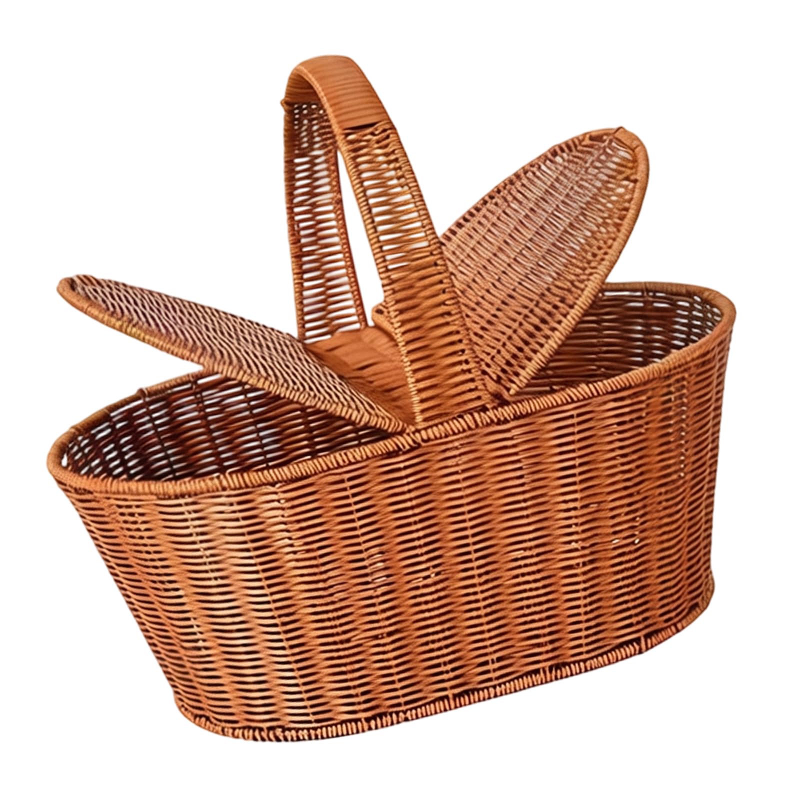 TFAOYS Handwoven Organizers Basket with Top Lid and Easy Grip Handle Room Compartment for Household Items Flexible Storage Basket with Handle