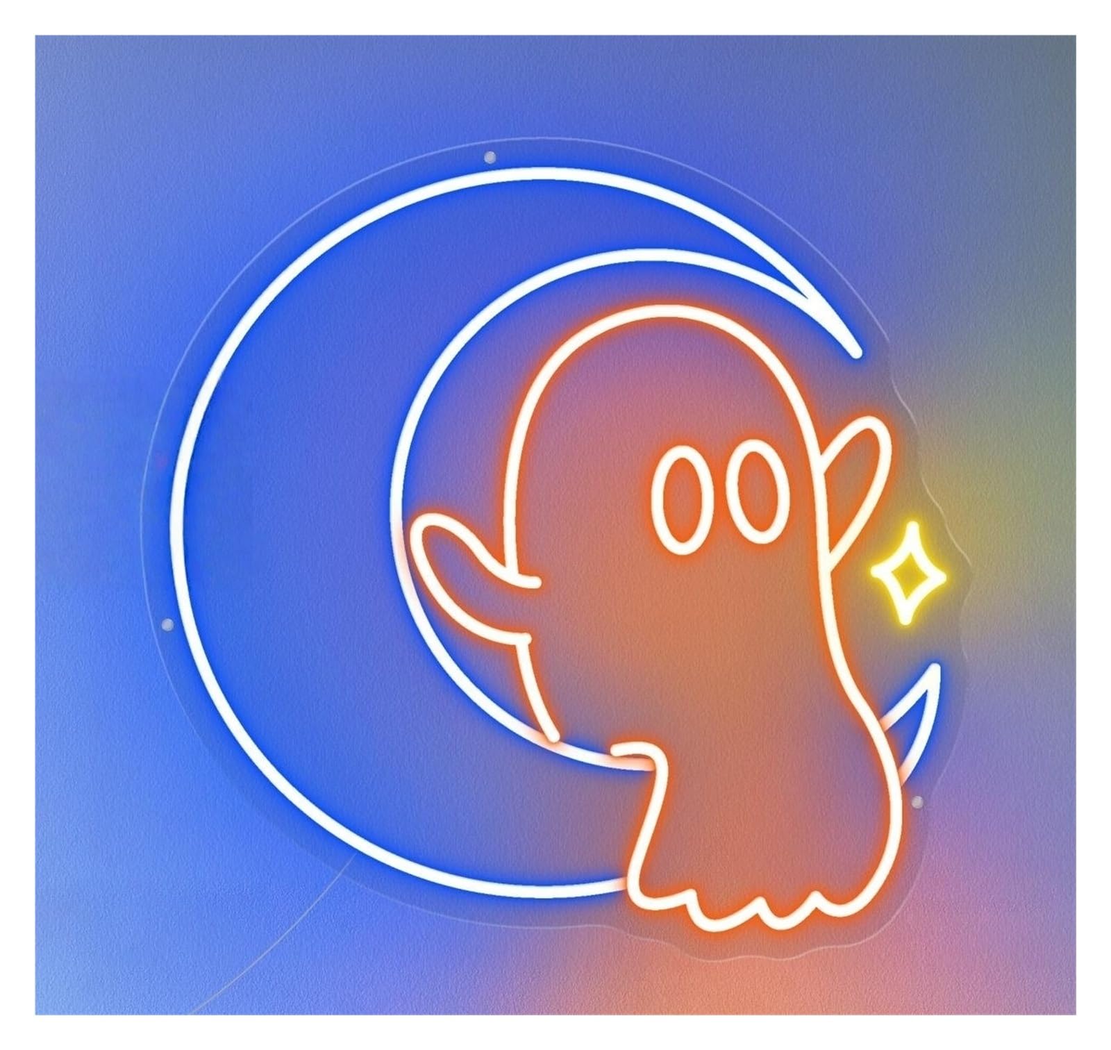 Rongch Style B Hanging Art Signs Ghost Moon Neon Sign Halloween Welcome Gameroom Bedroom Bar Livingroom Birthday Party Wall Decoration 50Cm