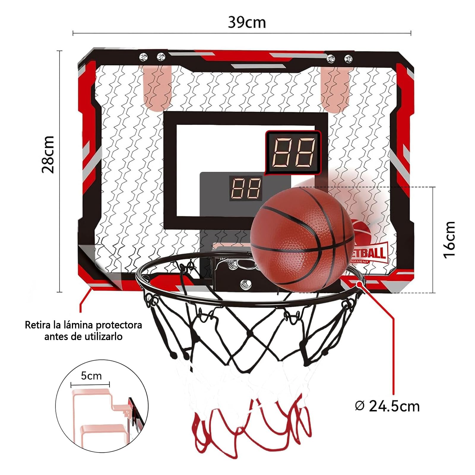 Canasta Baloncesto Infantil, Niños y Niñas de 5 6 7 8 9 10 11 12 años