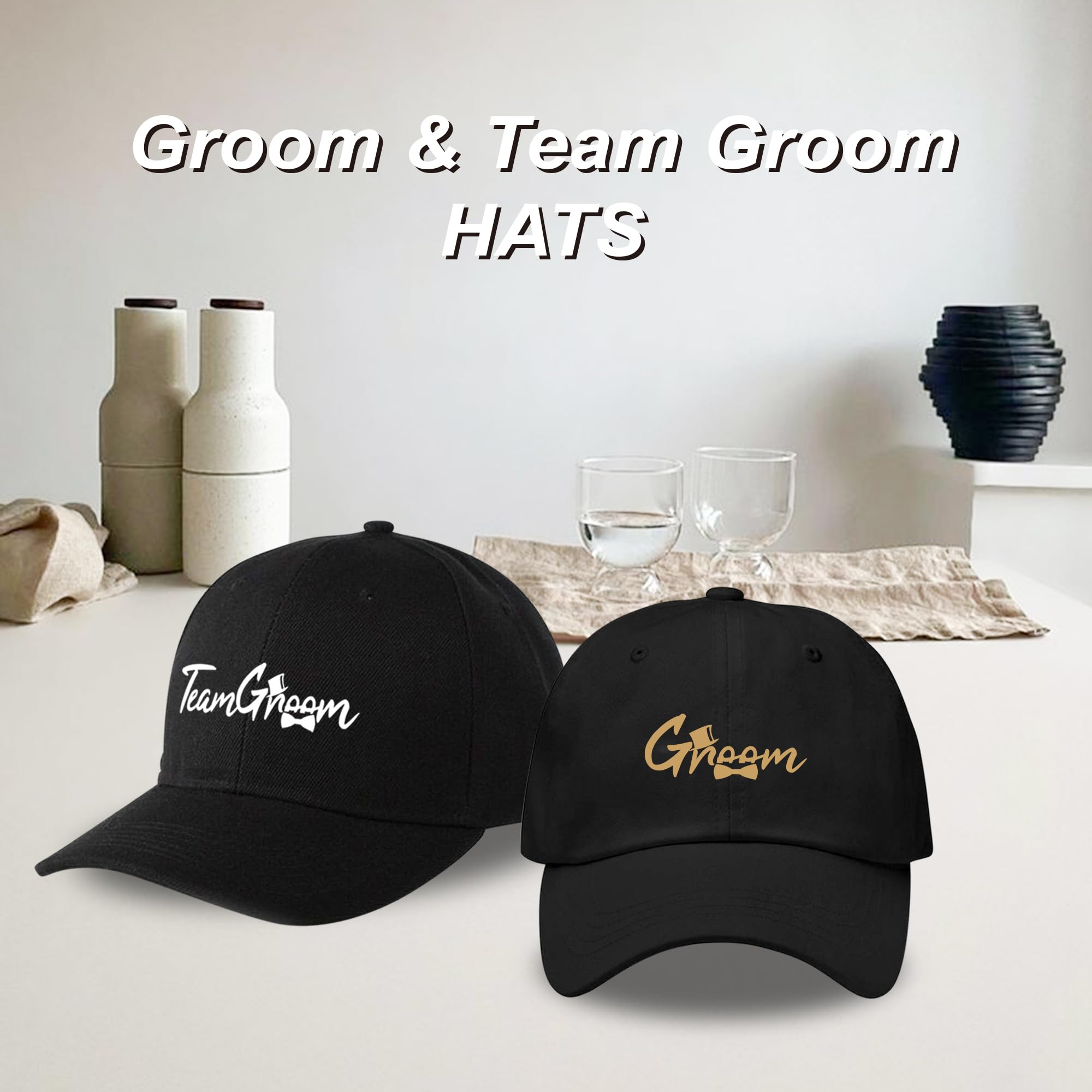 Groomsmen Gifts Cappelli – Set di 7 pezzi bomboniere per addio al celibato per testimoni dello sposo, sposo della squadra, testimone