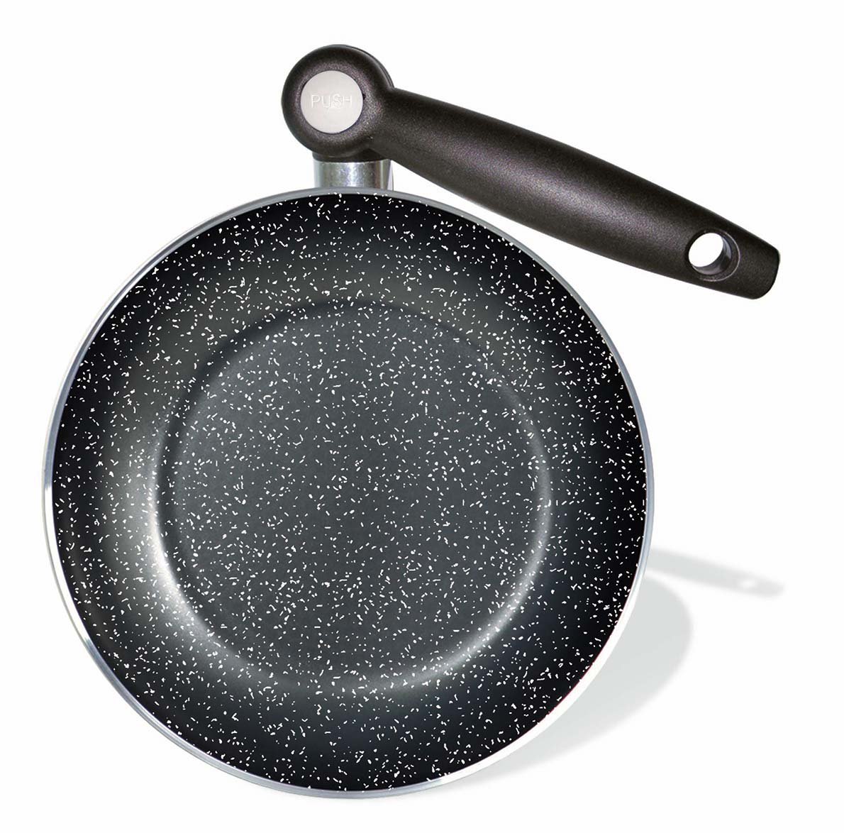 Silex Italia SIL 2334 Línea Ecostone Septiembre 2 sartenes Doce y veintiocho cm Antiadherente de Aluminio, baquelita maneja, Efecto de Piedra Negro