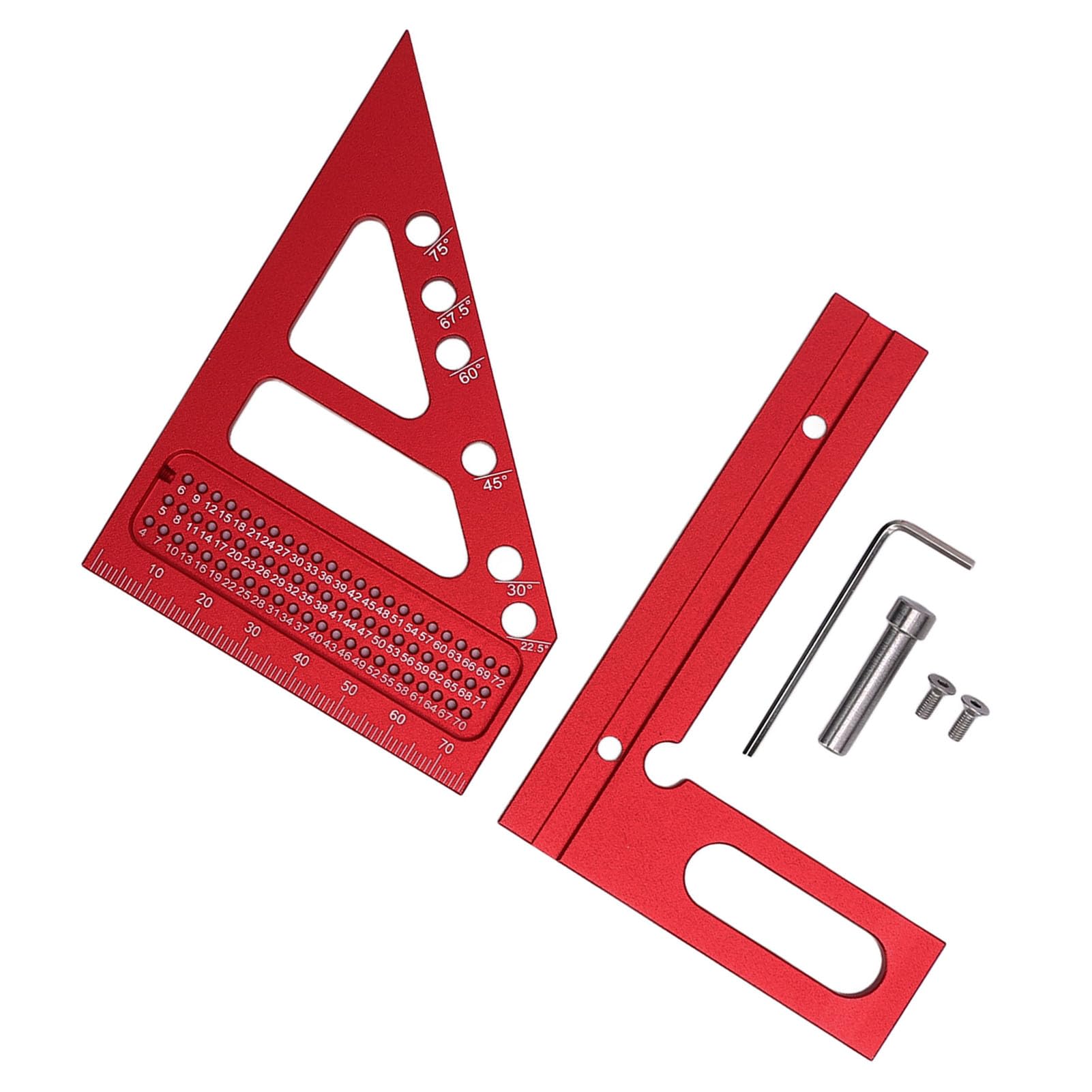 Righello Triangolare 3D, Strumento di misurazione multiangolo ad Alta precisione in Lega di Alluminio per la Lavorazione del Legno. Goniometro a Squadra.