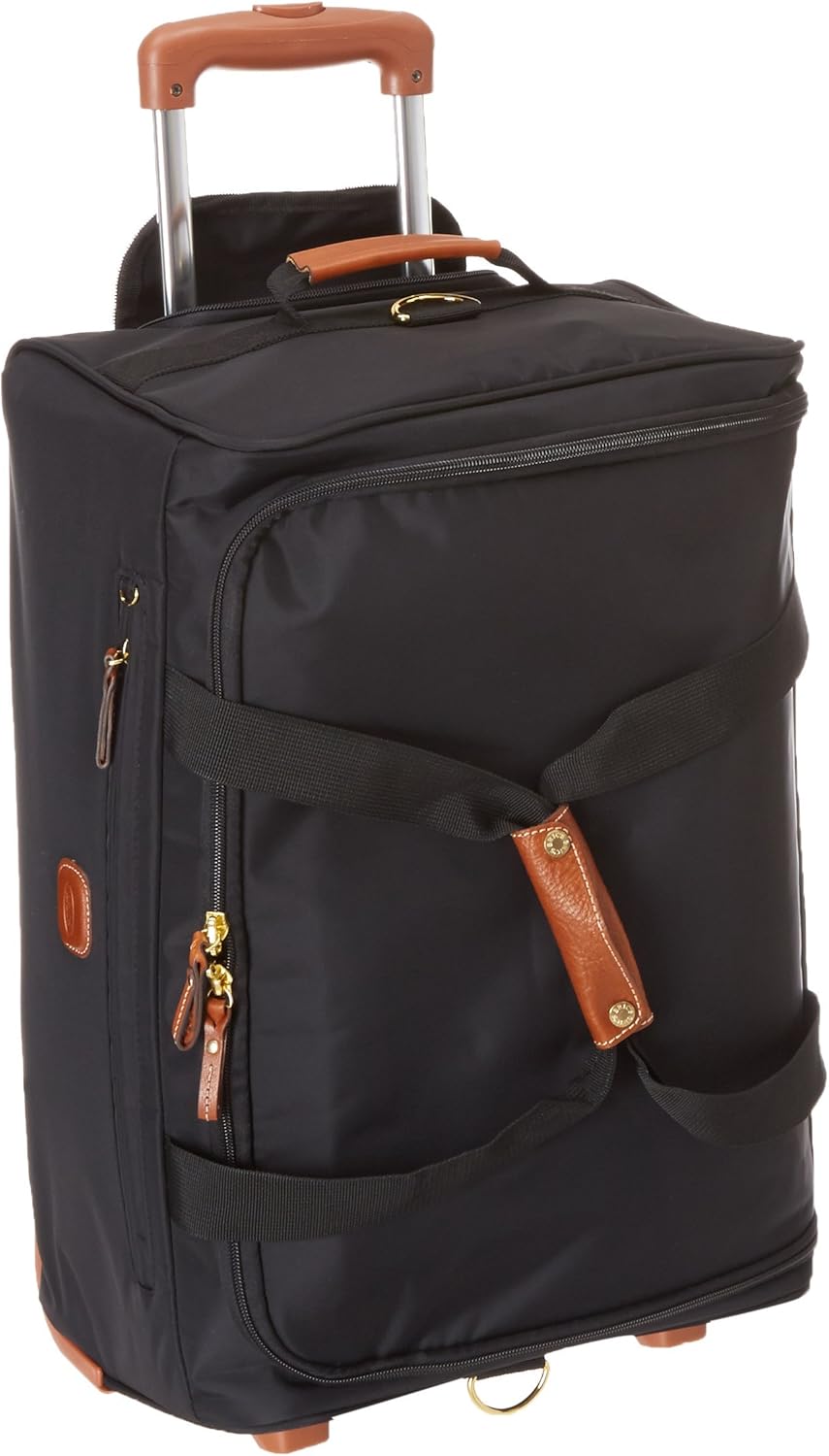 Bric’s X-Bag 21” Rolling Duffel, Water-Resistant Recycled Nylon Carry-On with Silent Wheels & Leather Details