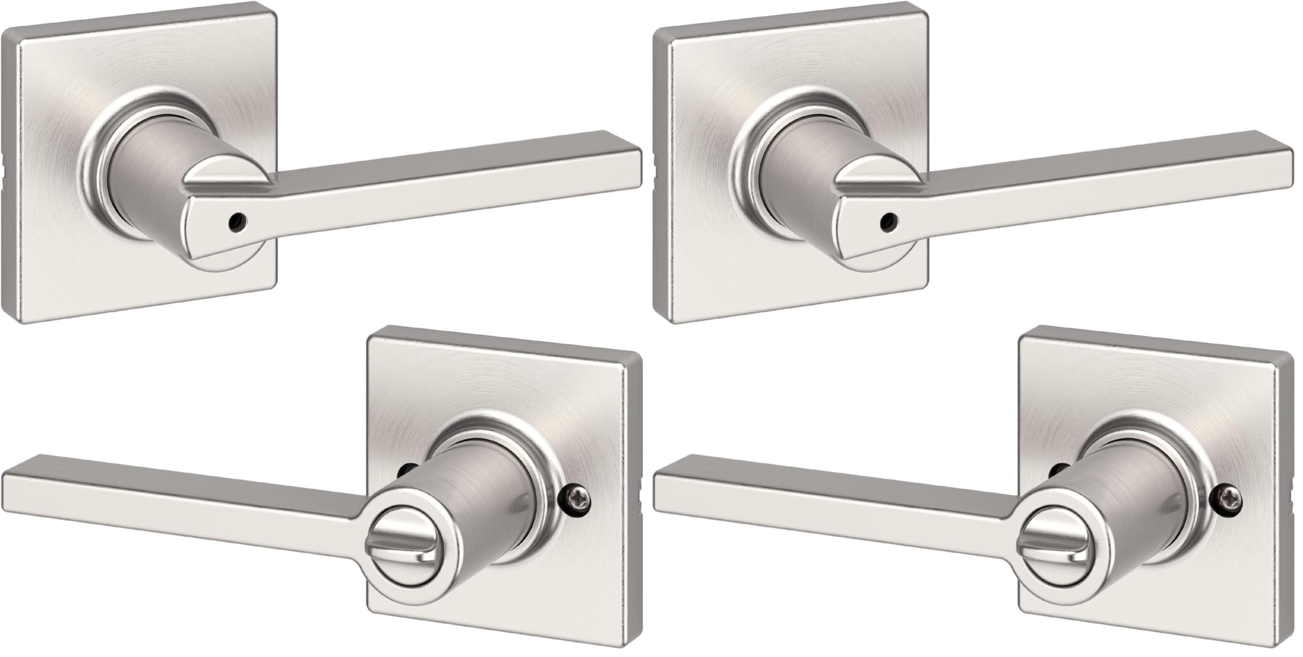 Kwikset Casey Door Handle, Privacy, Satin Nickel | Interior Lever | Keyless Turn Lock | Microban Protection | Pack of 2