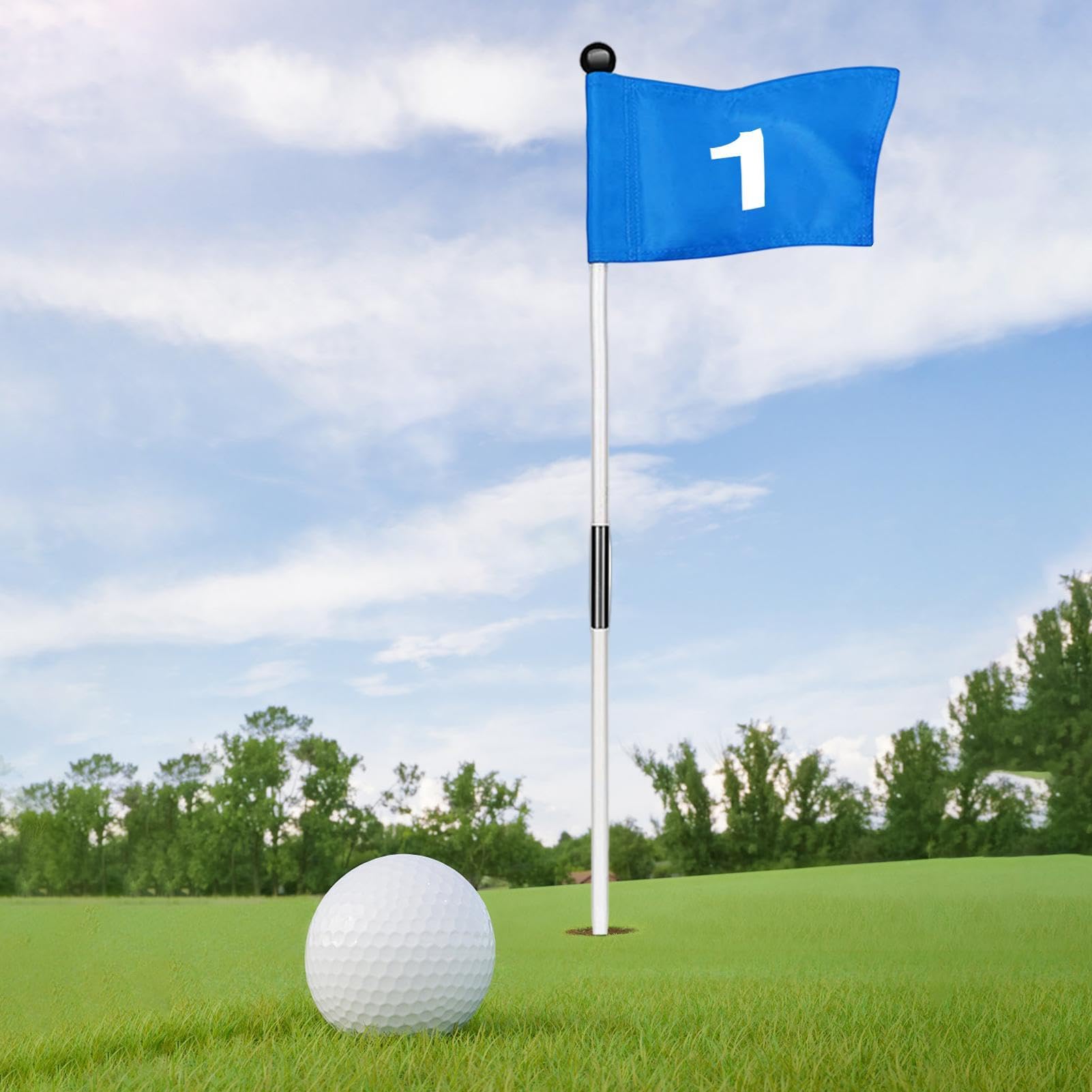 Golfflaggen-Set, grüne Flagge, grüne Flagge, Loch, Tassenset, tragbare Golfflagge mit Golfloch, abnehmbare professionelle Golfflagge, langlebig, robust und stabil,