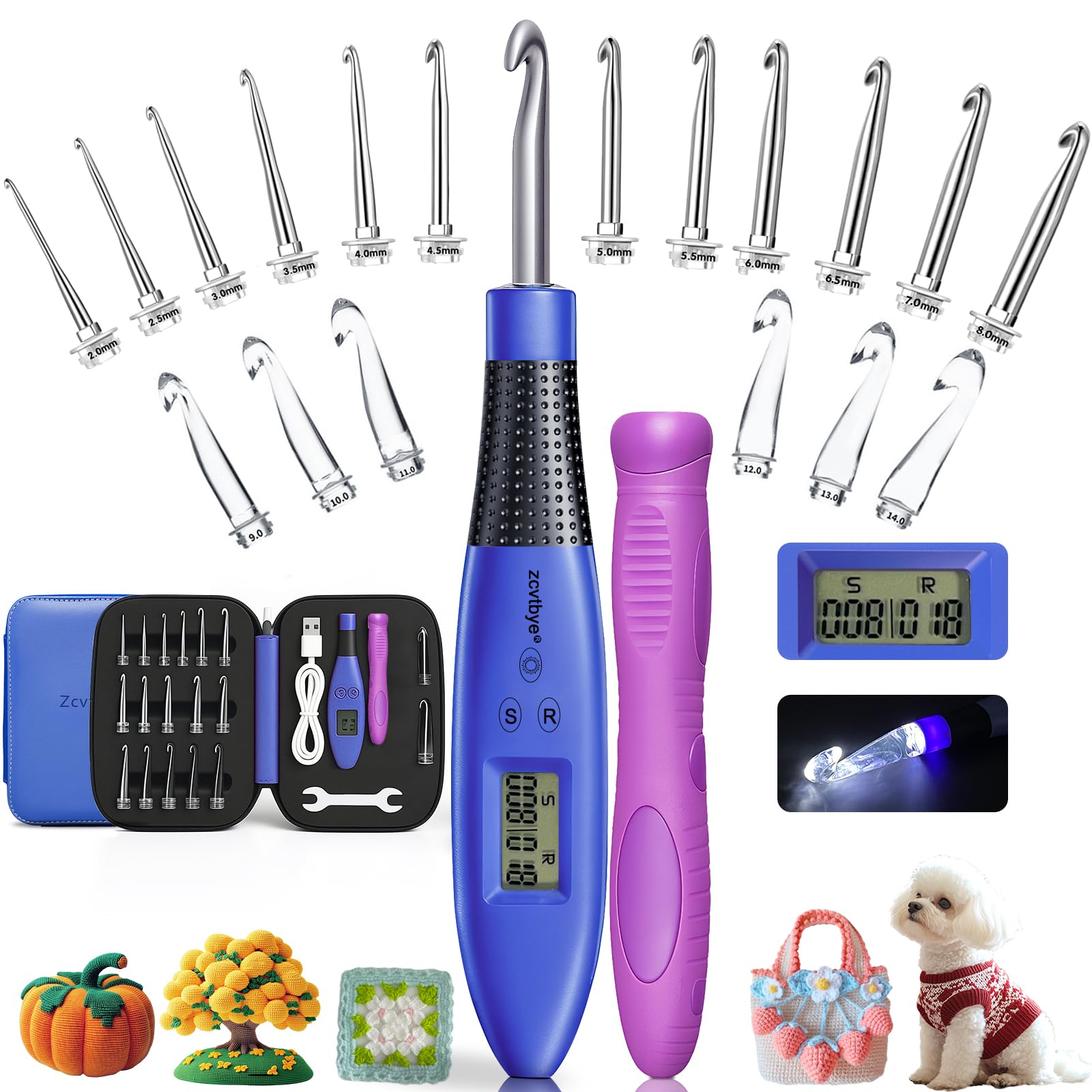 Amazon.com: Counting Crochet Hook Set Digital, Light Up Crochet